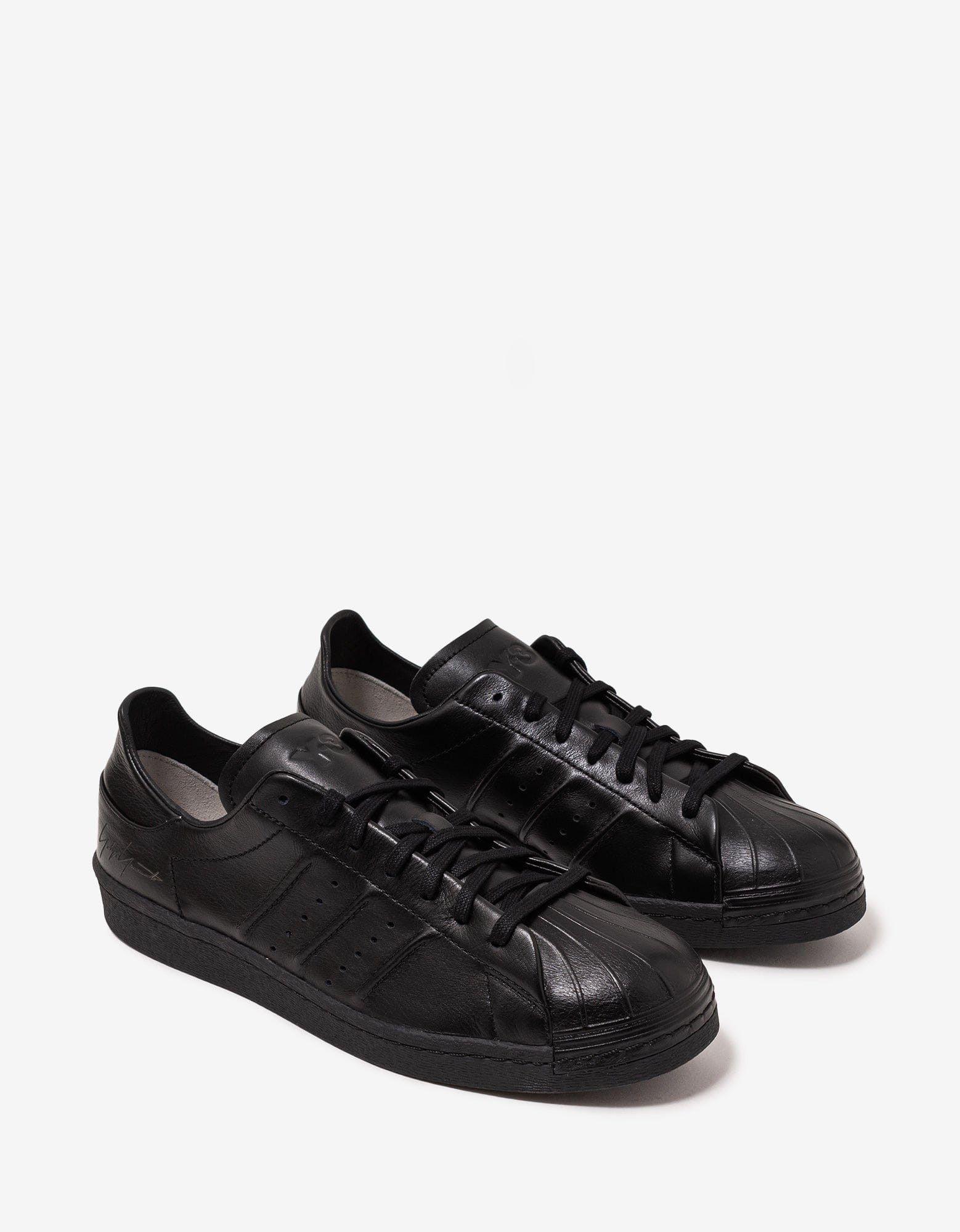 image of Y 3 Black Leather Superstar Trainers Shoes, Men's (Size 10)