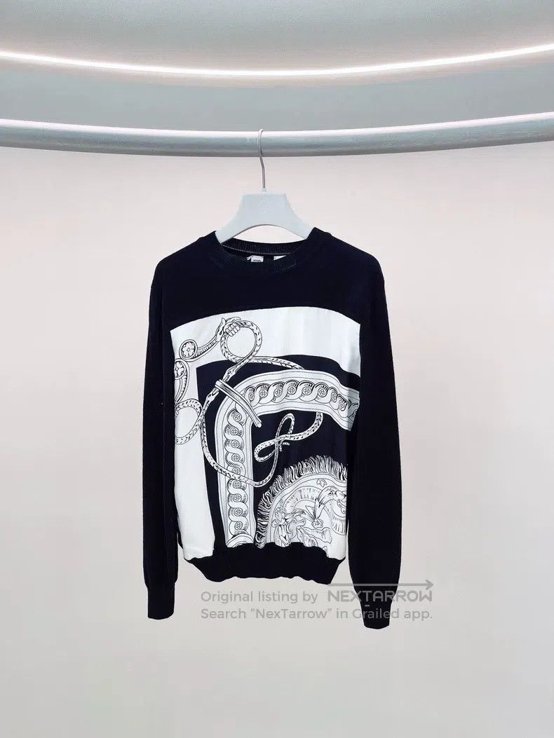 Hermes Hermes Black and white silk patchwork sweater Size XXS / US 00 / IT 34 - 1 Thumbnail
