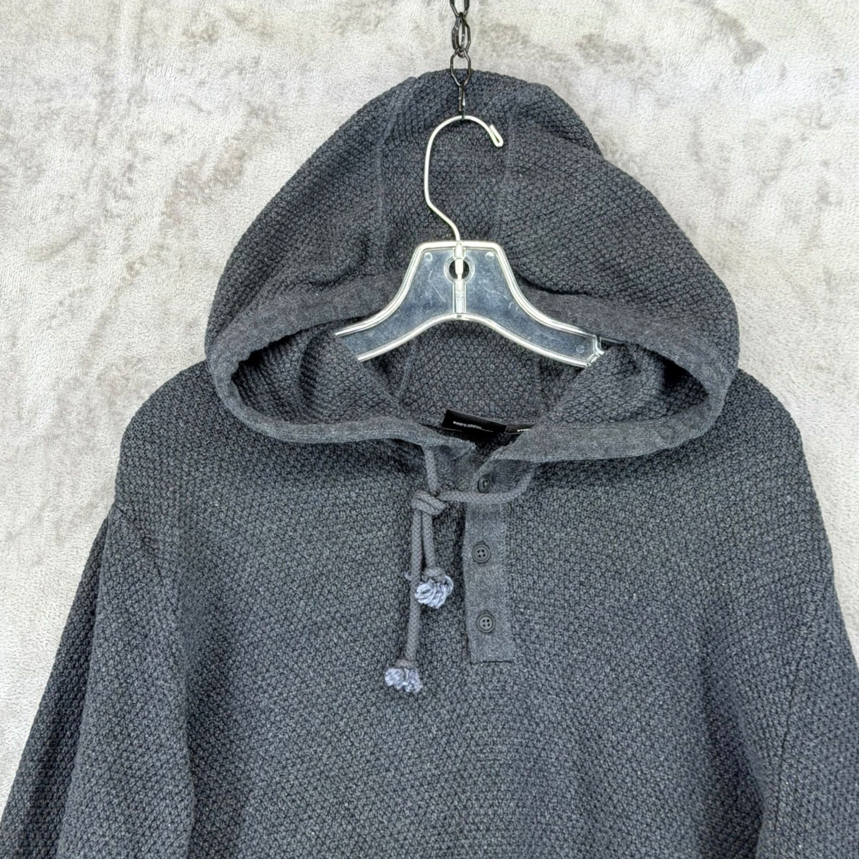 Prana Prana Mens Gray Organic Cotton Textured Hooded Henley Sweater L Size US L / EU 52-54 / 3 - 2 Thumbnail