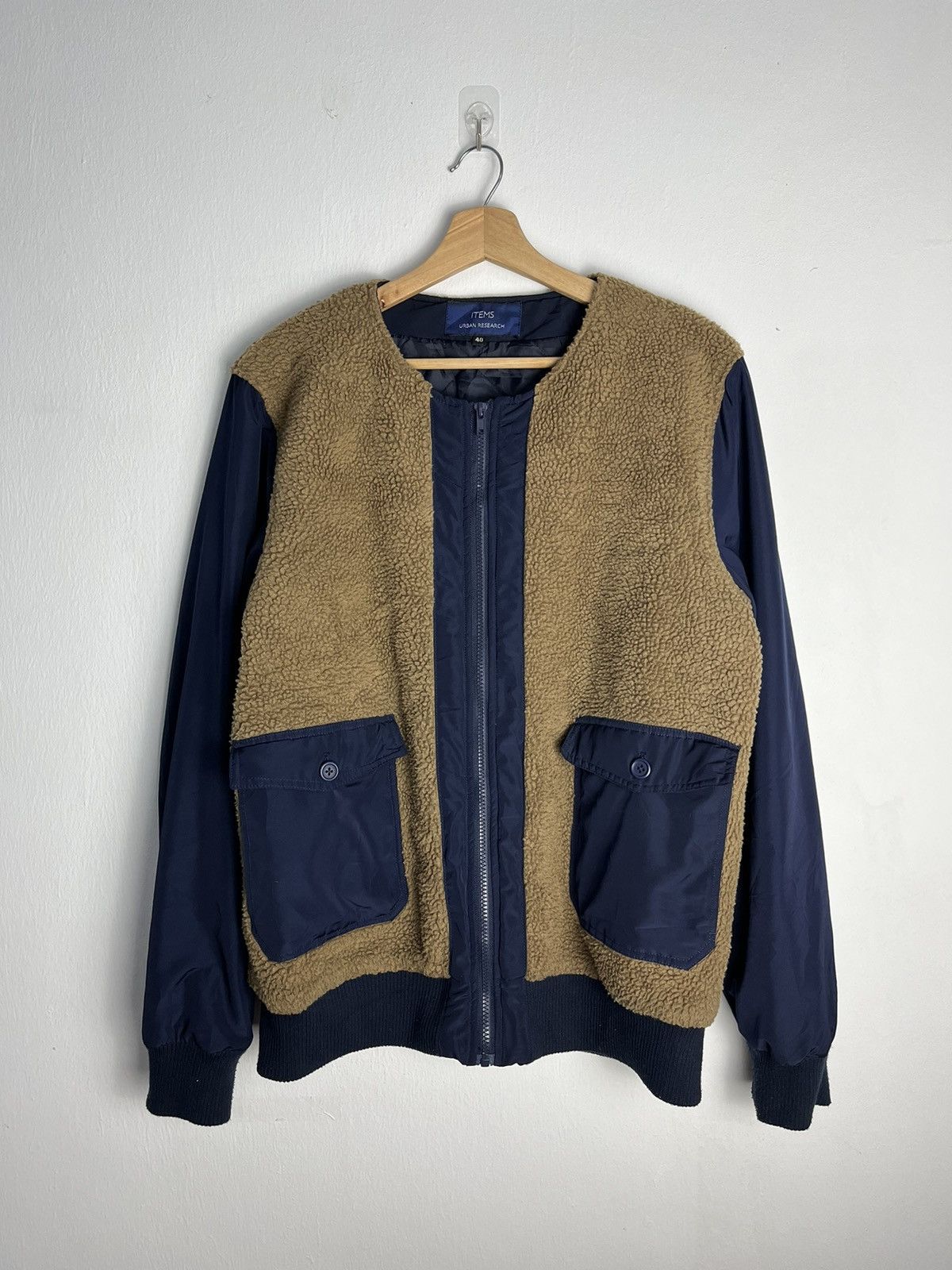 URBAN RESEARCH HYBRID FLEECE SHERPA BOMBER JACKET