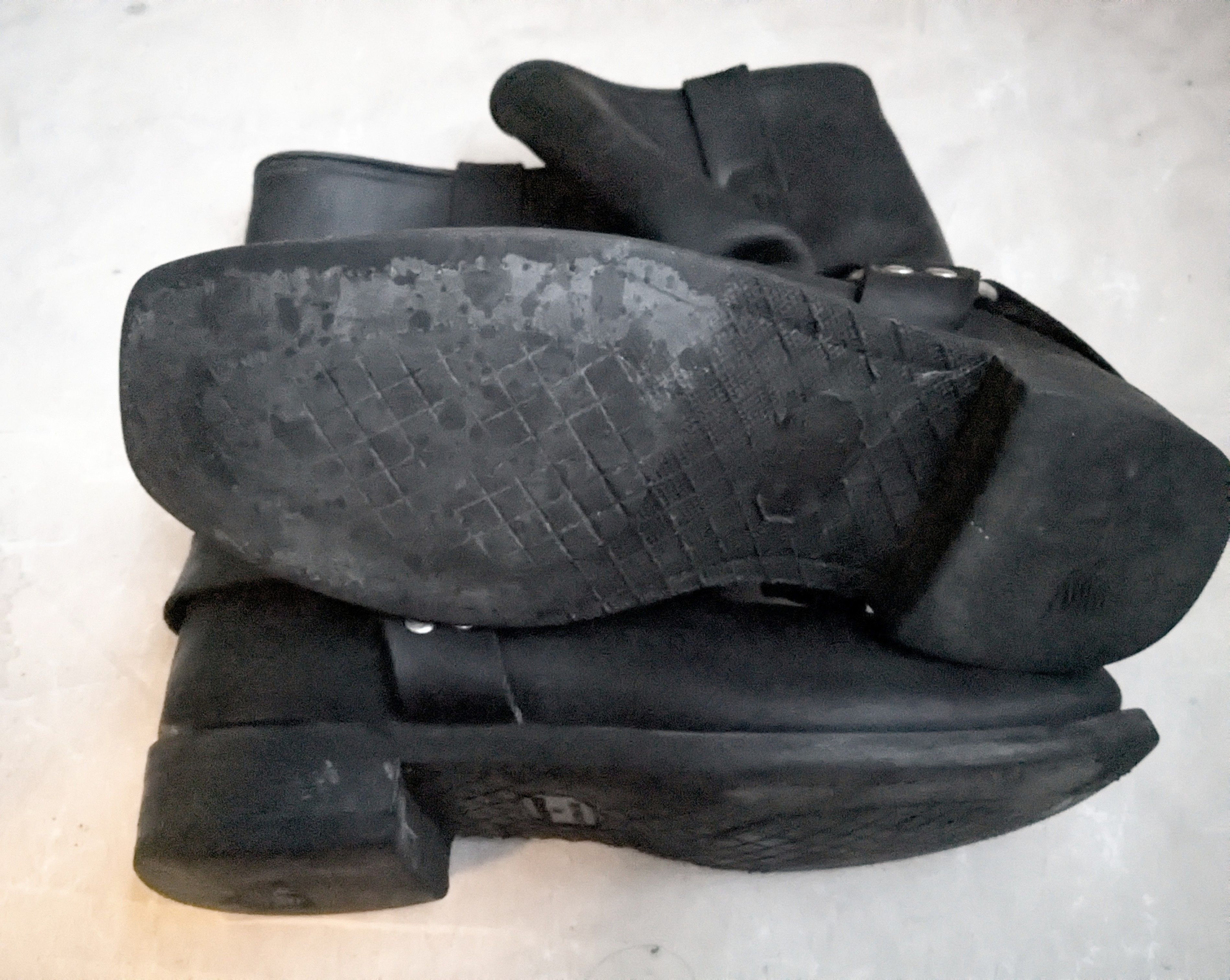 Genuine Leather Harness Boots Black Leather 11 Leather Buckle Size US 11 / EU 44 - 10 Thumbnail