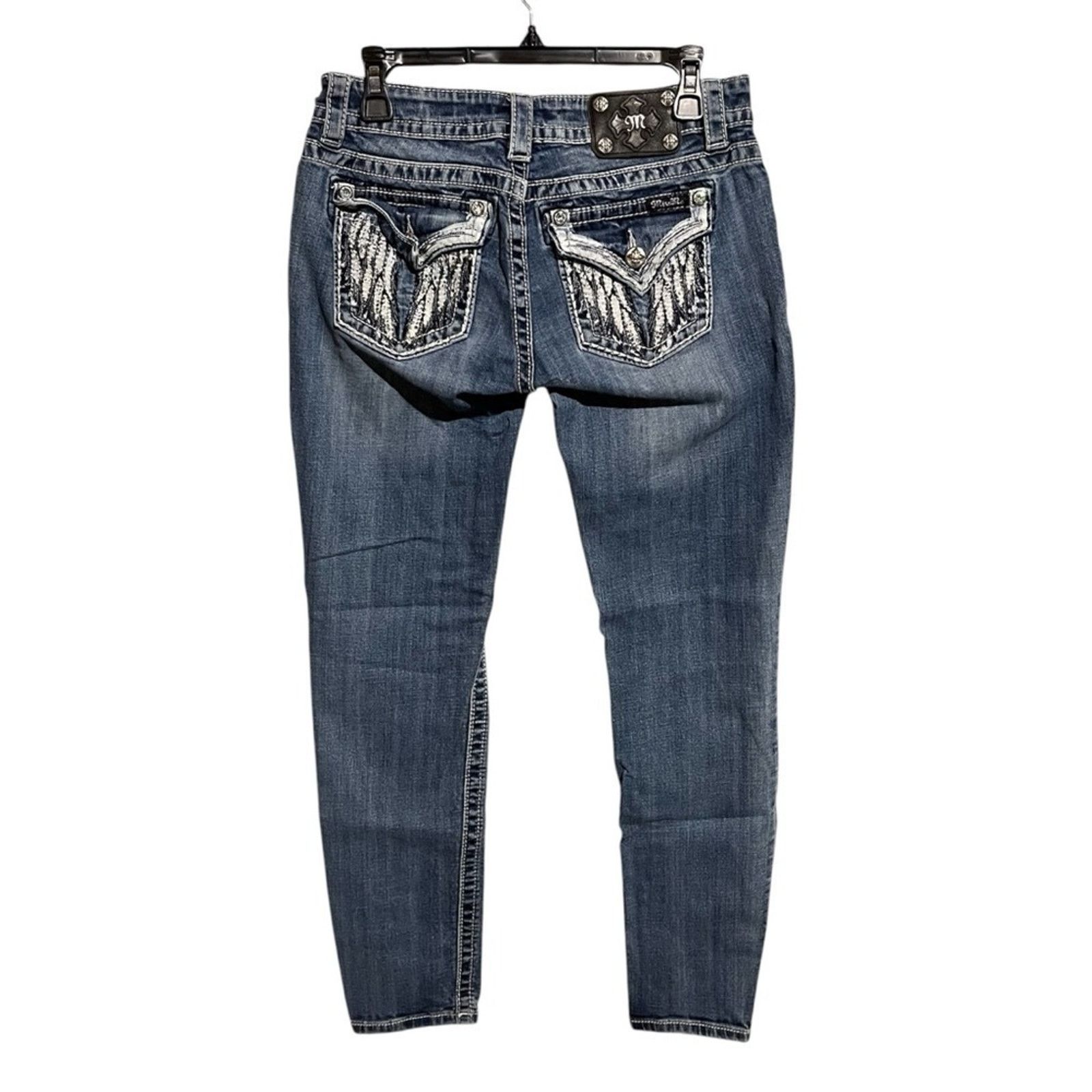Miss Me Miss Me Signature Skinny Jeans Angel Wings Feathers Size 29 Size 29" - 1 Thumbnail