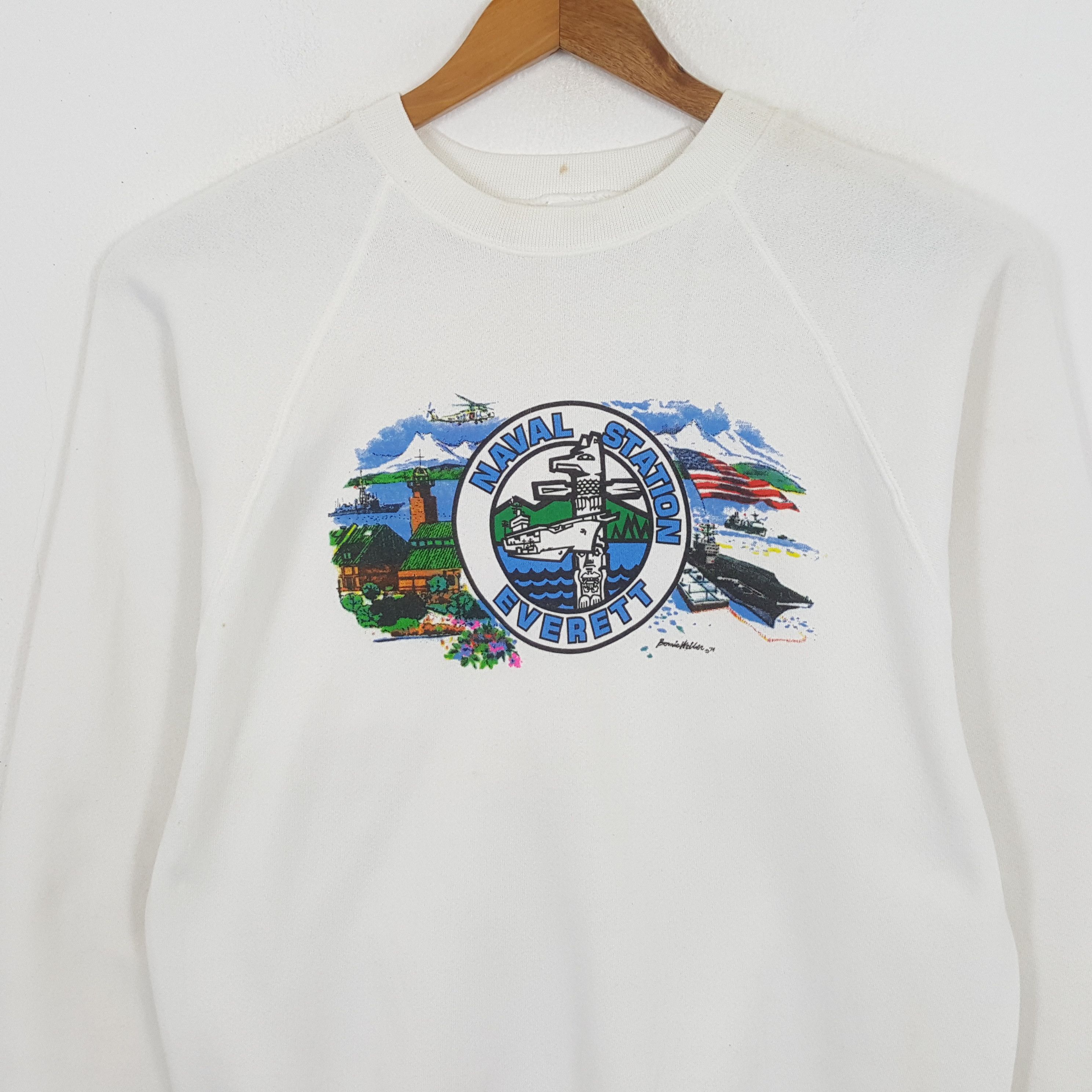 Naval Clothing Factory × Vintage Vintage NAVAL STATION EVERETT Streetwear Promo Sweatshirts Size US M / EU 48-50 / 2 - 2 Thumbnail