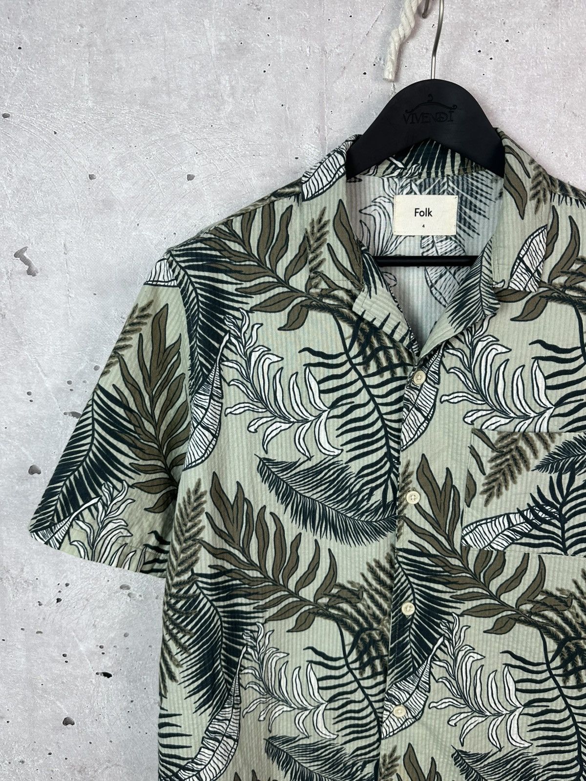 Folk Folk Tropical Leaves Green Cotton Short Sleeve Men’s Shirt Size US L / EU 52-54 / 3 - 2 Thumbnail