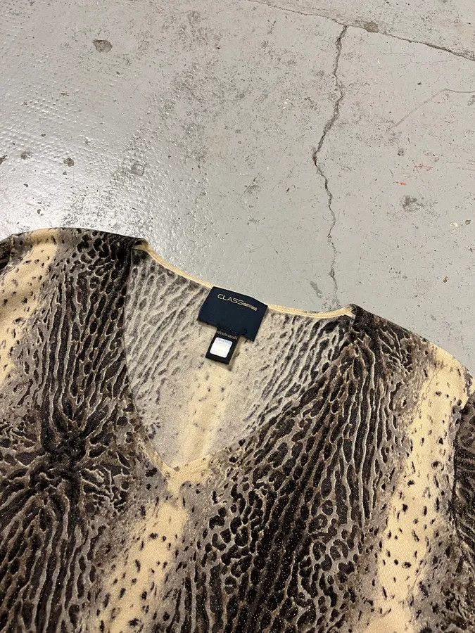 Roberto Cavalli 2000s Roberto Cavalli Leopard Beige Knit V Neck Sweater Size S / US 4 / IT 40 - 6 Thumbnail