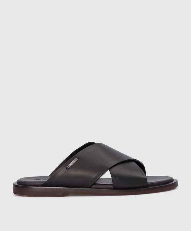 image of Loro Piana O1Srvl11E0424 Cross Slide In Black, Men's (Size 15)