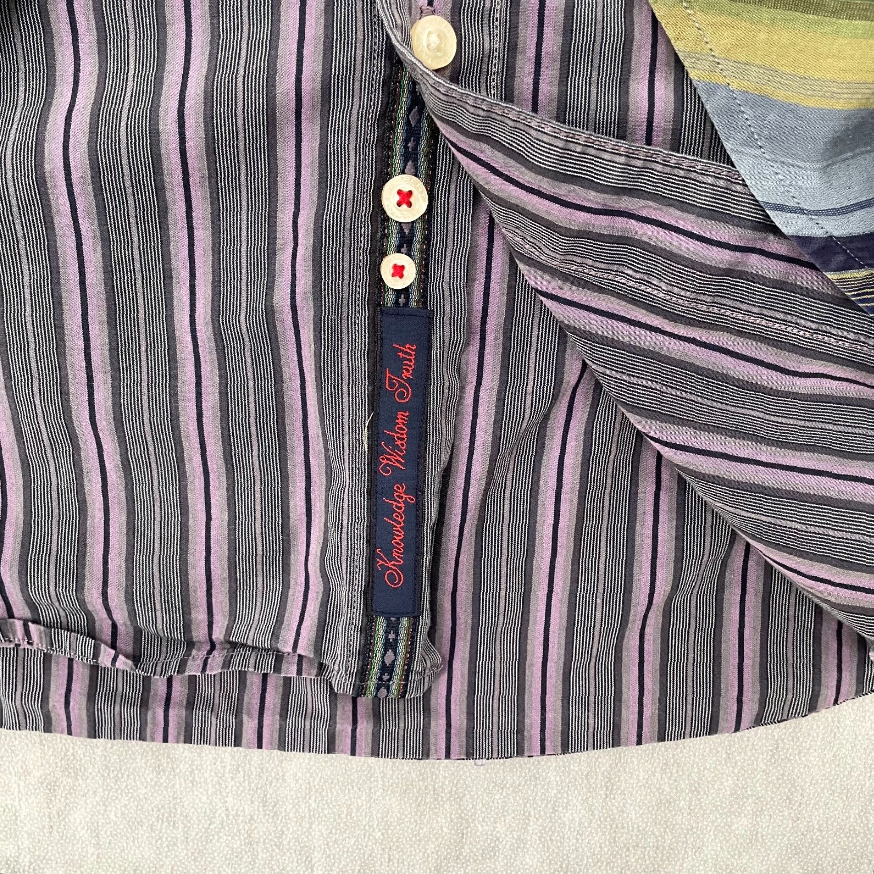 Robert Graham ROBERT GRAHAM Striped Button-Up Shirt Adult Large Purple Gray Long Sleeve Mens Size US L / EU 52-54 / 3 - 5 Thumbnail