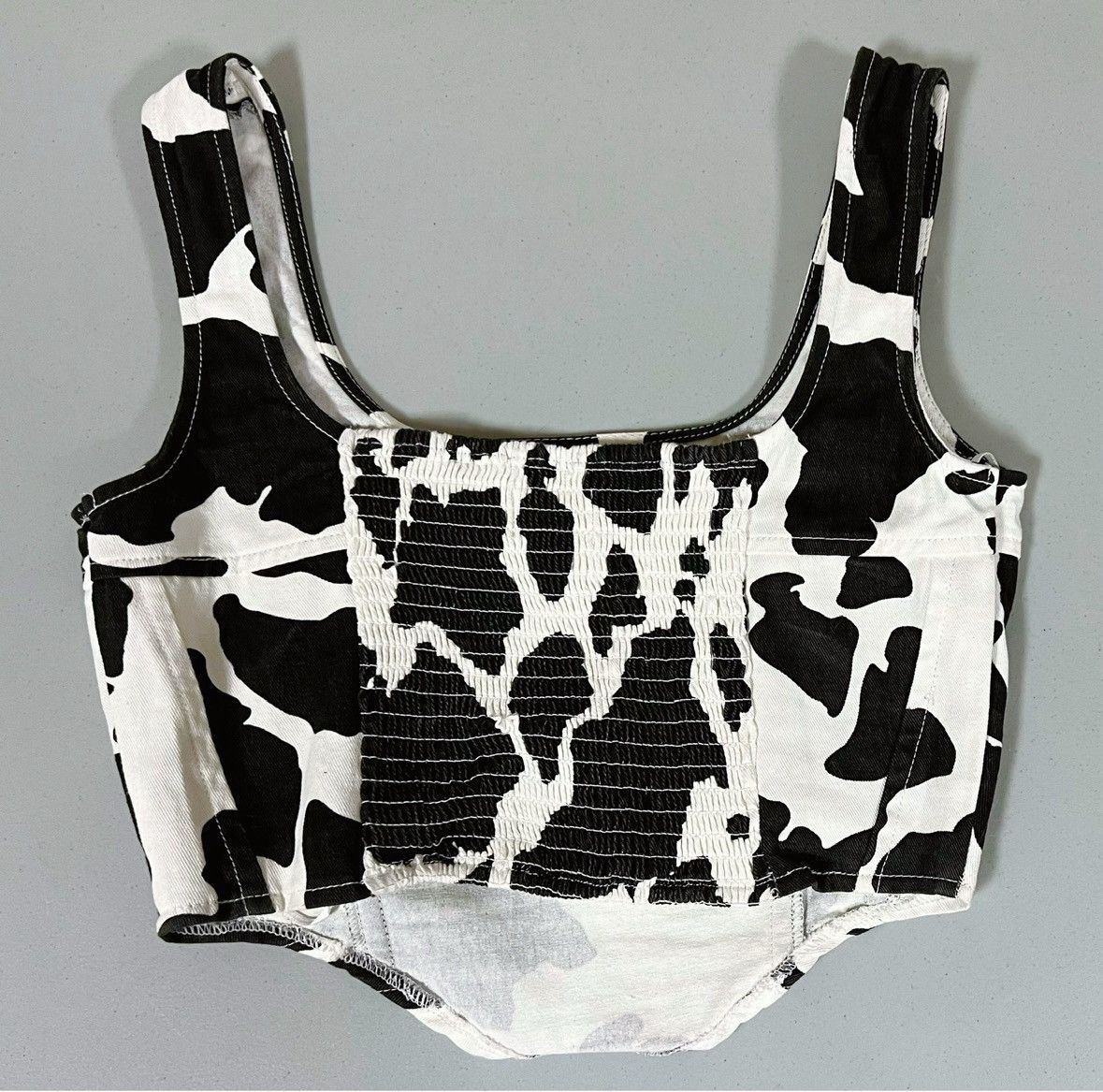 Vintage Black White Cow Print Denim Tank Crop Top Shirt Size S 🤍🖤 Size S / US 4 / IT 40 - 4 Thumbnail