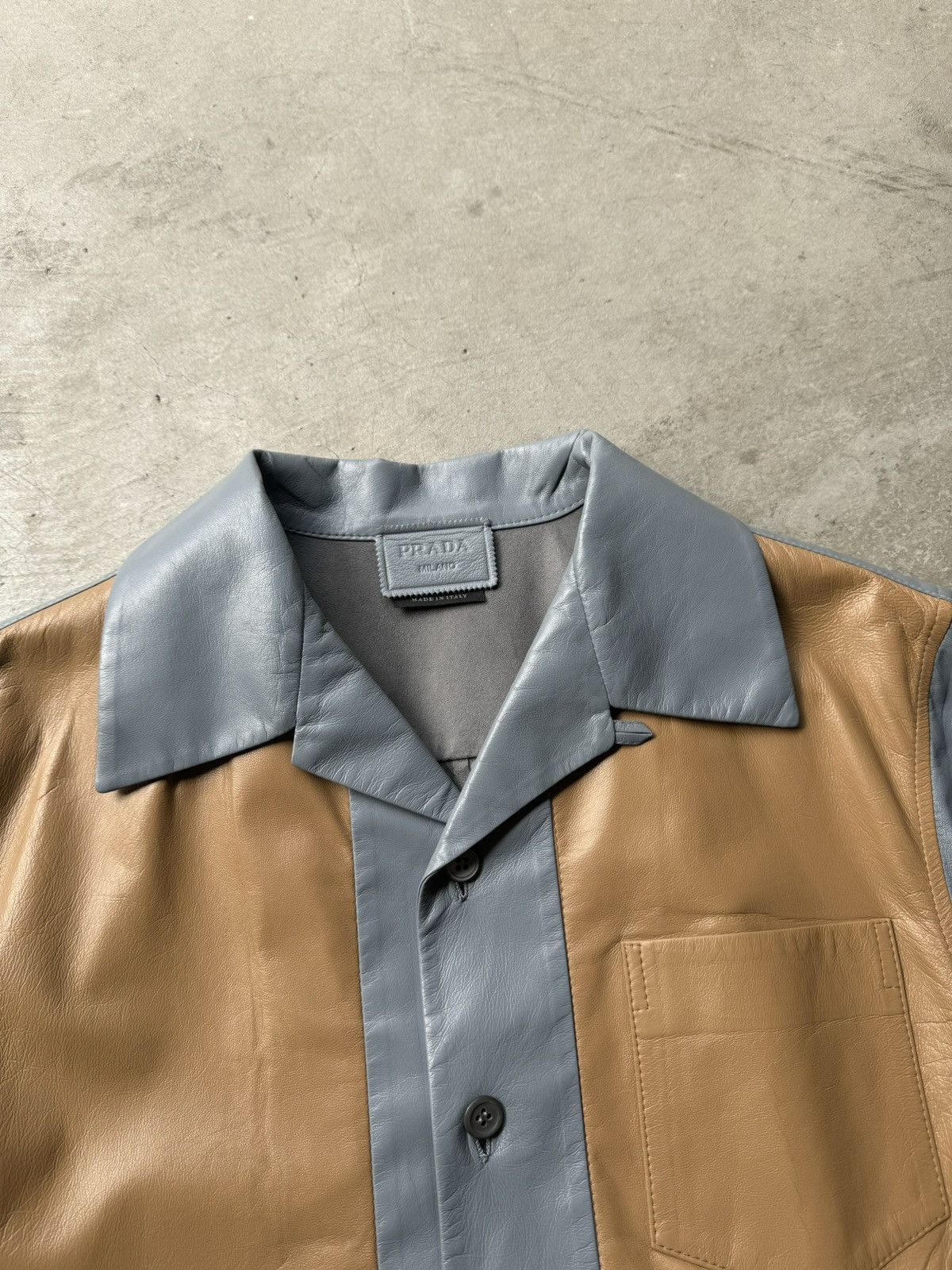 Prada Prada SS18 Two Tone Leather Shirt Size US M / EU 48-50 / 2 - 2 Thumbnail