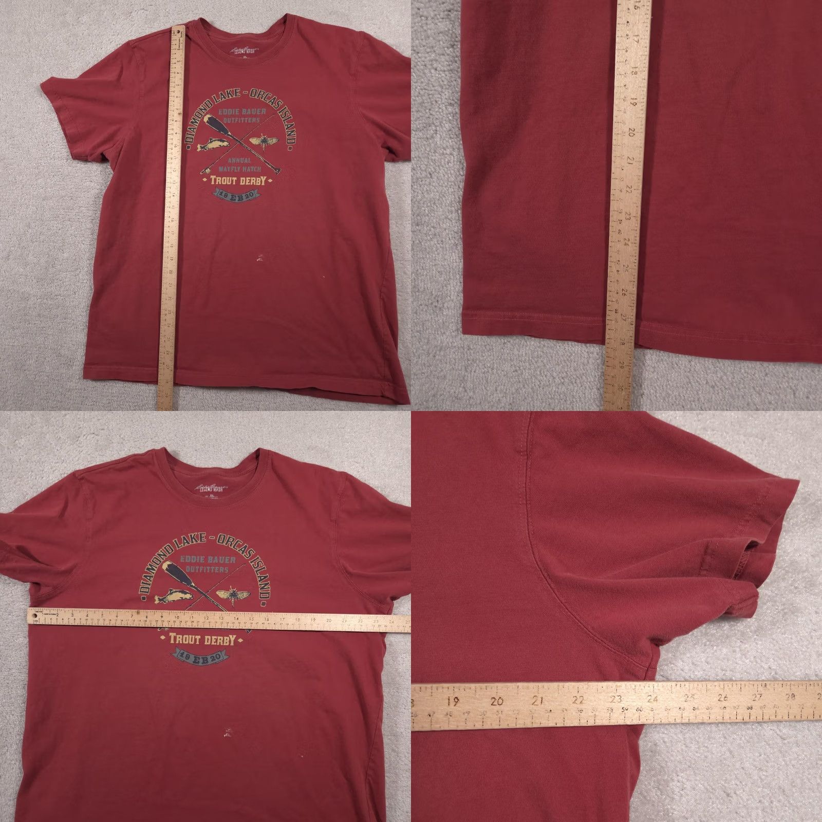 Eddie Bauer VINTAGE Eddie Bauer Shirt Mens XL Red Legend Wash Trout Derby Graphic Orcas Island Shirt Mens XL Red#> Size US XL / EU 56 / 4 - 8 Thumbnail