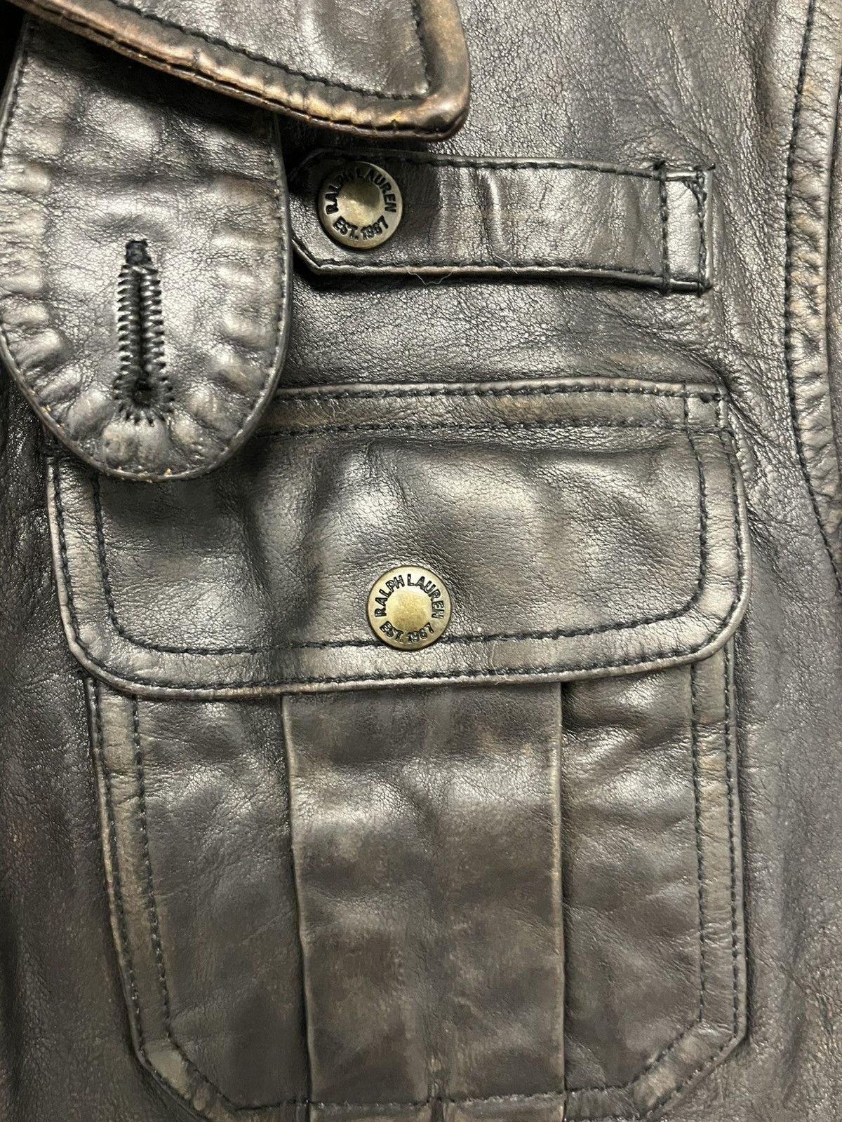 Ralph Lauren Distressed leather jacket. Small Size S / US 4 / IT 40 - 6 Thumbnail