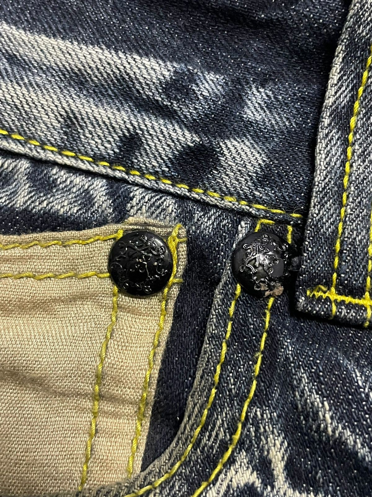Le Grande Bleu (L.G.B.) Japanese Gothic And Punk Style Rusty Mud Wash Skull Jeans Size US 30 / EU 46 - 15 Thumbnail