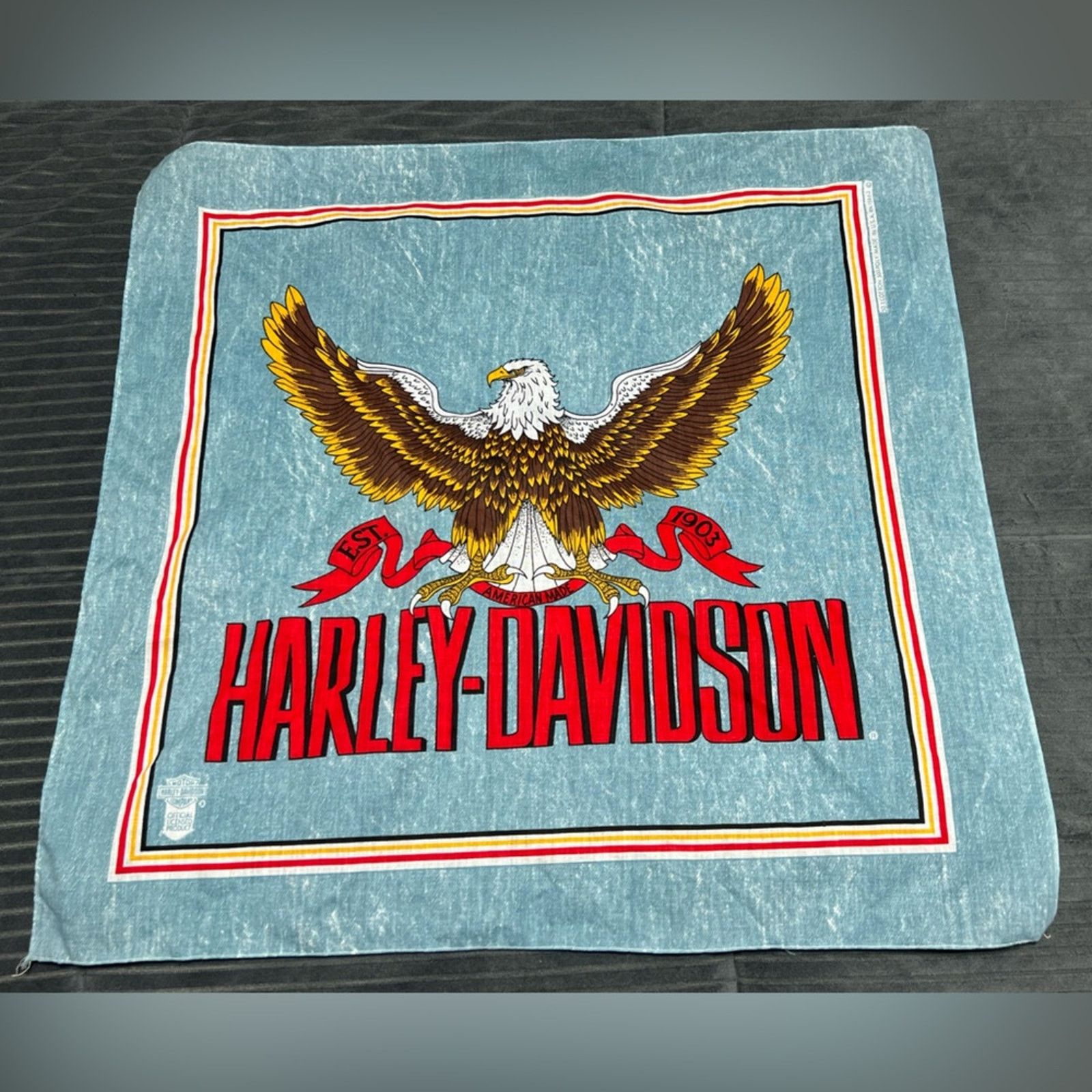 Harley Davidson Vintage Harley Davidson Bandana Made In USA Eagle Deadstock Size ONE SIZE - 1 Thumbnail