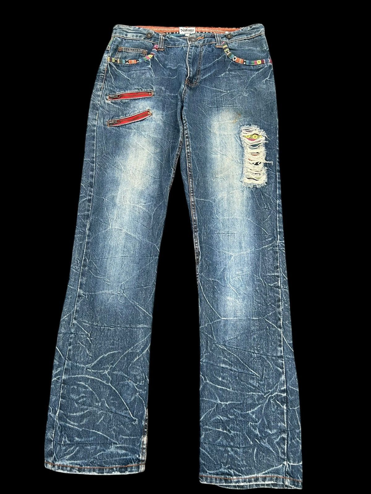 Japanese Brand × Kapital × Vintage Japanese Nylaus Distressed Punk Vintage Denim Jeans Size US 33 - 5 Thumbnail