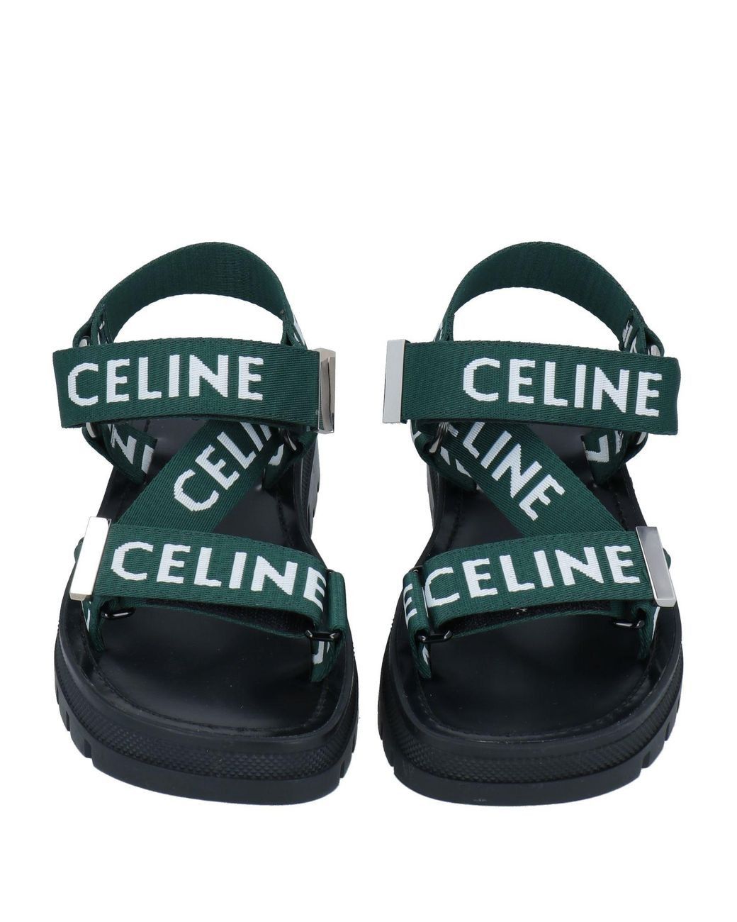 image of Celine Leo Strap Sandals In Dark Green, Women's (Size 10)