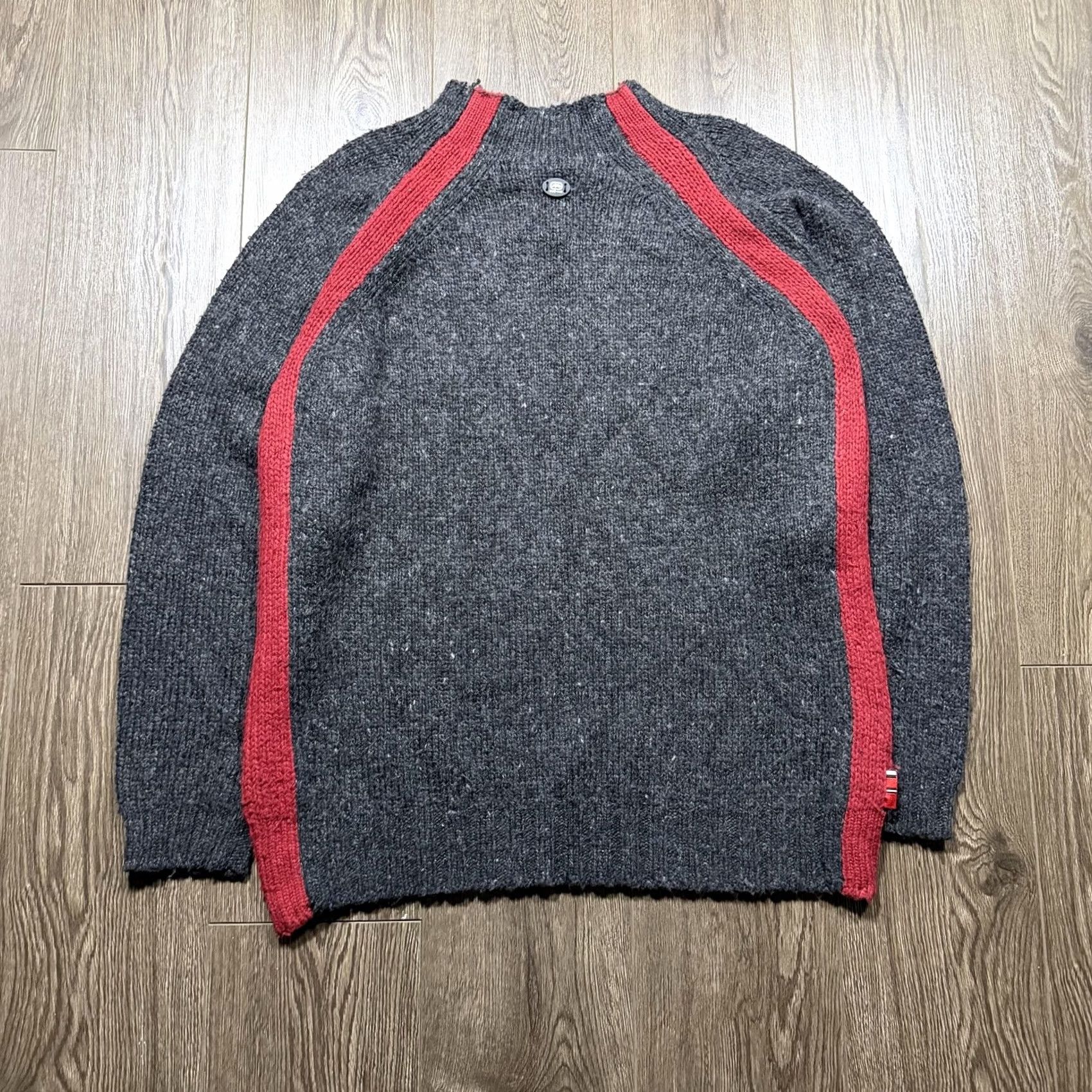 Ecko Unltd. Y2K Ecko Unltd Knit Sweater XL Gray Red Stripe Raglan Hip Hop Pullover Chunky Size US XL / EU 56 / 4 - 7 Thumbnail