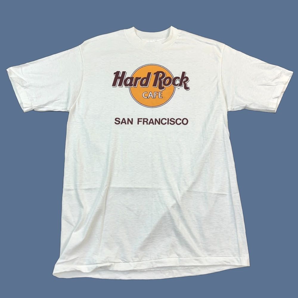 Hanes VINTAGE Hanes T-Shirt Mens L White 80s Deadstock Graphic Print USA Made Hard Rock Cafe Shirt 1980s Size US L / EU 52-54 / 3 - 1 Thumbnail