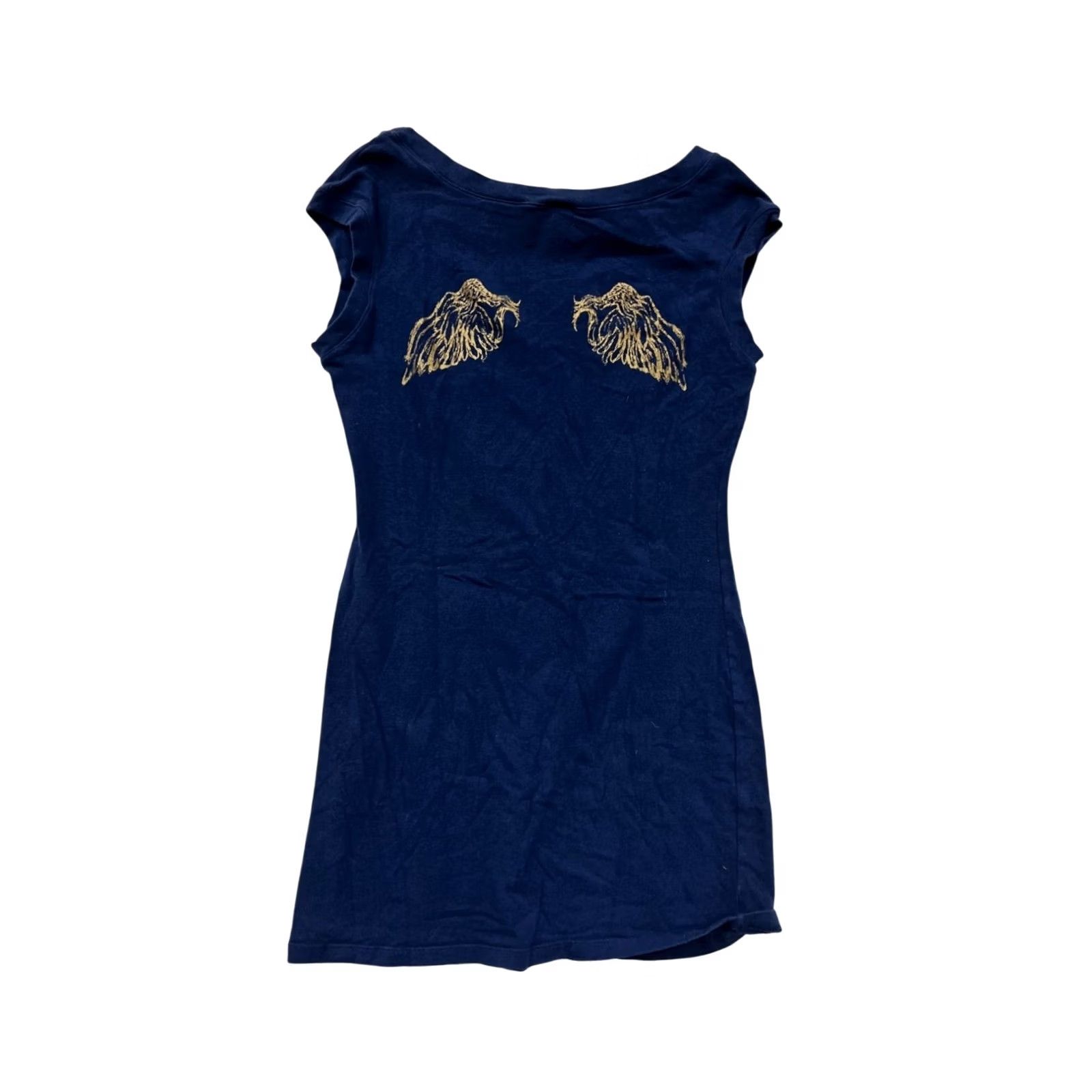Vintage Navy Cap Sleeve Dress By Angelrox S #8863 - Sustainable Shirt - Womens Size S / US 4 / IT 40 - 2 Thumbnail