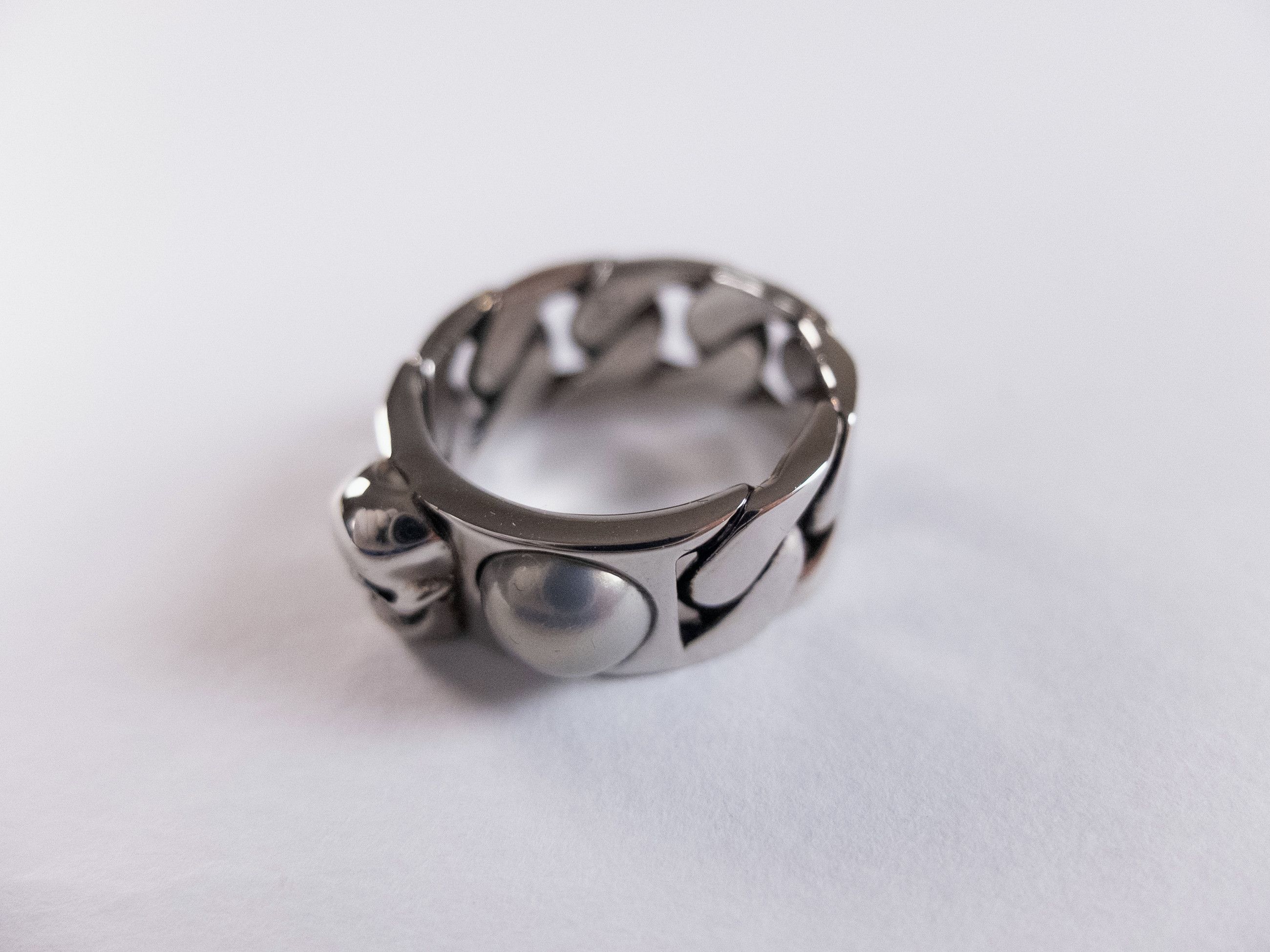Alexander McQueen ALEXANDER MCQUEEN silver tone Skull chain metal ring 21 9.5 Size ONE SIZE - 3 Thumbnail
