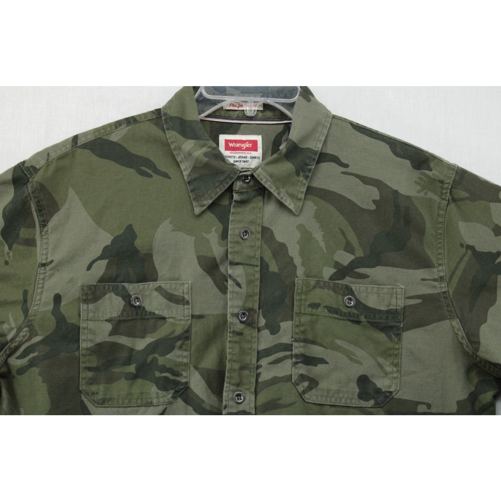 Wrangler VINTAGE Wrangler Camo Flex Shirt Men's L Woodland Camo Hunting Prepper Military Shirt Size US L / EU 52-54 / 3 - 2 Thumbnail