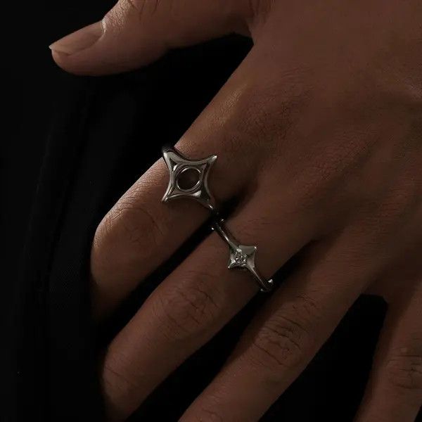 Jewelry Silver Geometric Modern Rings, Unique Statement Jewelry Size ONE SIZE - 4 Thumbnail