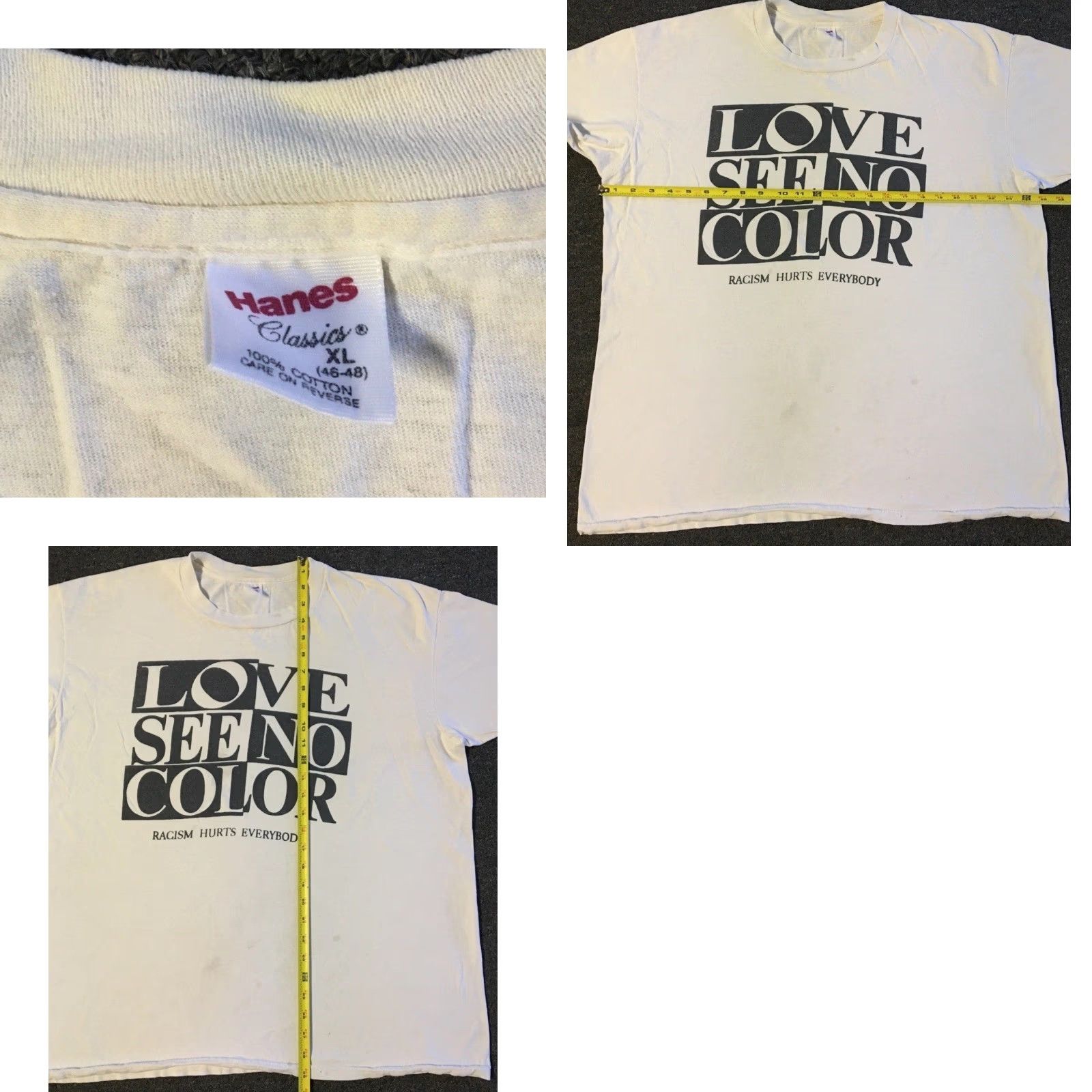 Vintage VINTAGE Racism Hurts Everyone Faded Distress Shirt XL White Nike? (Note: This is tricky) Size US XL / EU 56 / 4 - 11 Thumbnail