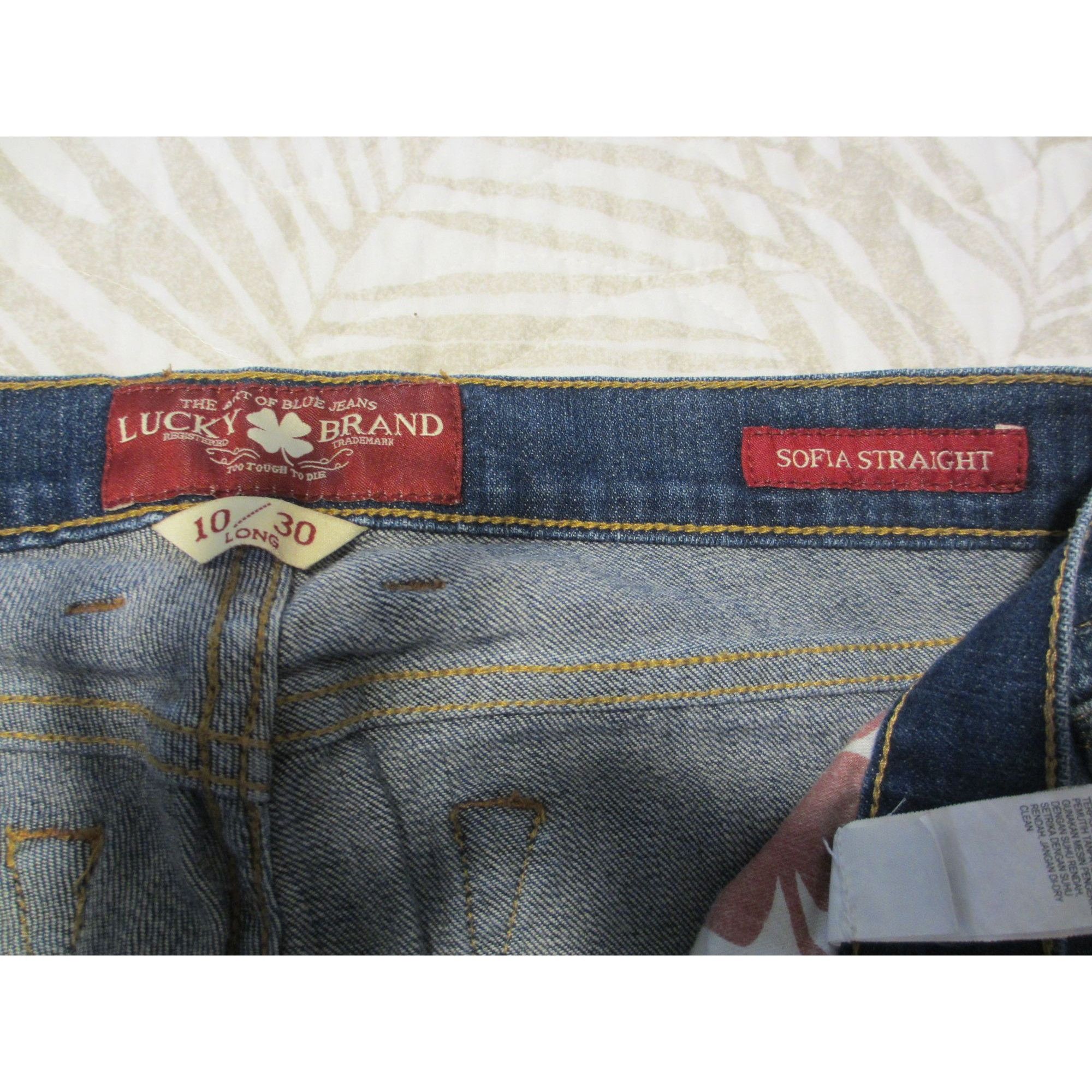 Lucky Brand Lucky Brand Womens Blue Denim Jeans With Leather Patch & Dis Size 32" / US 10 / IT 46 - 10 Thumbnail