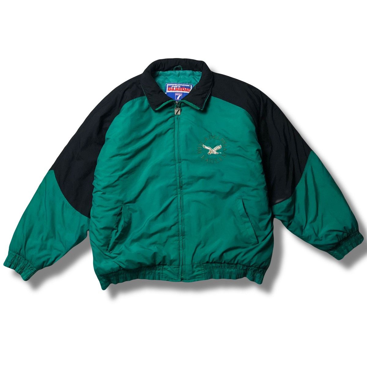 Image of Gameday Logo 7 Philadelphia Eagles Vintage Jacket in Green, Men's (Size 2XL)