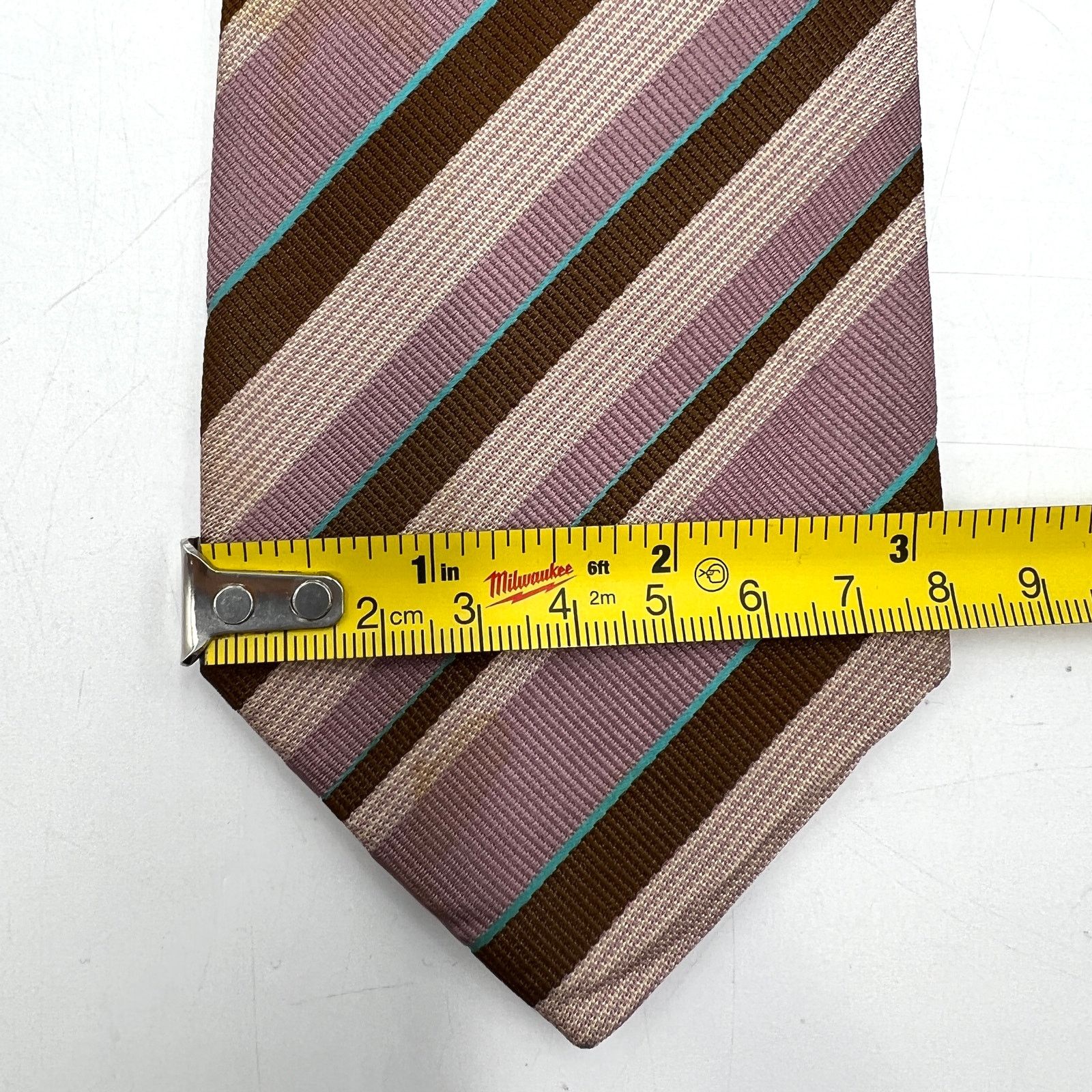 Bergdorf Goodman Bergdorf Goodman Silk TIe Stripes Lavender Brown Vintage Size ONE SIZE - 5 Thumbnail