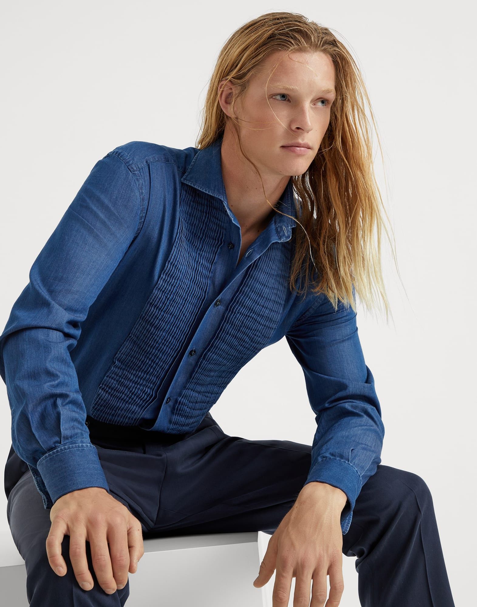 Brunello Cucinelli Shirt in Open Blue Size US L / EU 52-54 / 3 - 2 Thumbnail
