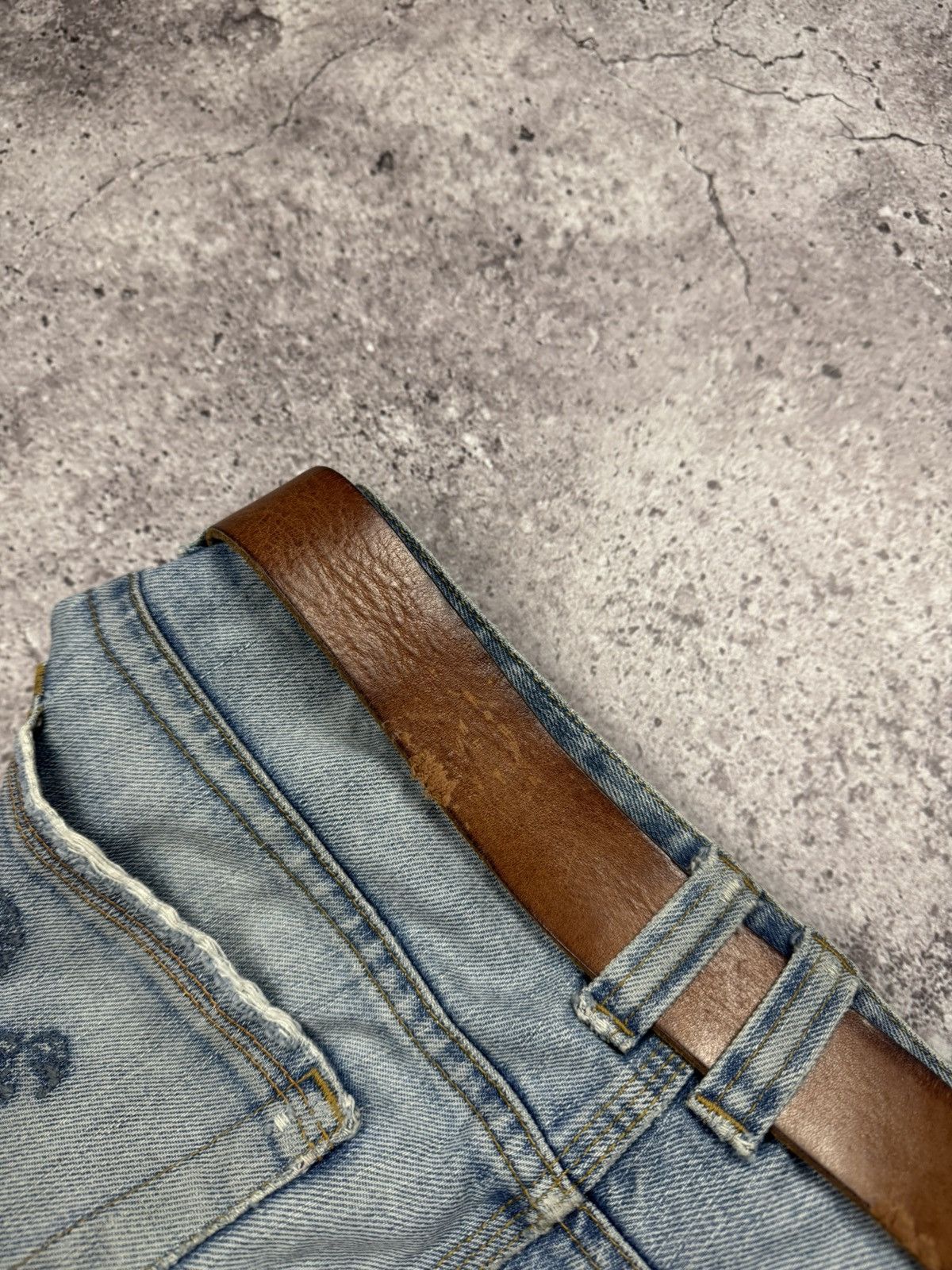 Japanese Brand 00’s NUMBER NINE STYLE LEATHER RARE Y2K WESTERN BELT VINTAGE Size ONE SIZE - 5 Thumbnail