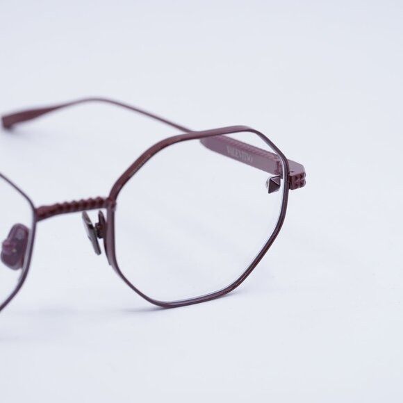 Valentino Valentino V-STUD VLX-122B Eyeglasses Bordeaux 52mm Geometric Size ONE SIZE - 7 Thumbnail