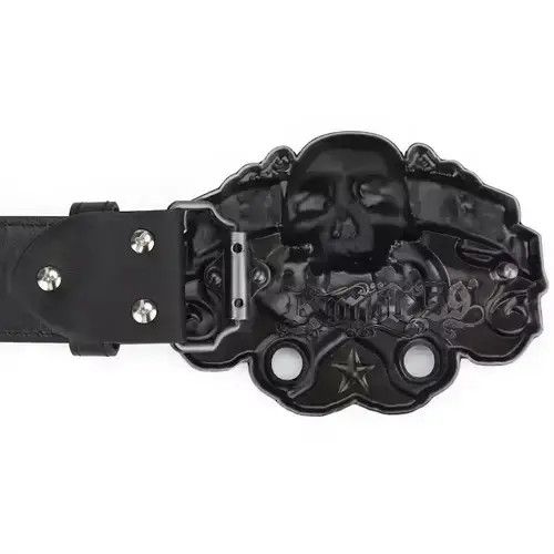 Leather GEAR HEAD Skull Buckle Belt Size ONE SIZE - 4 Thumbnail