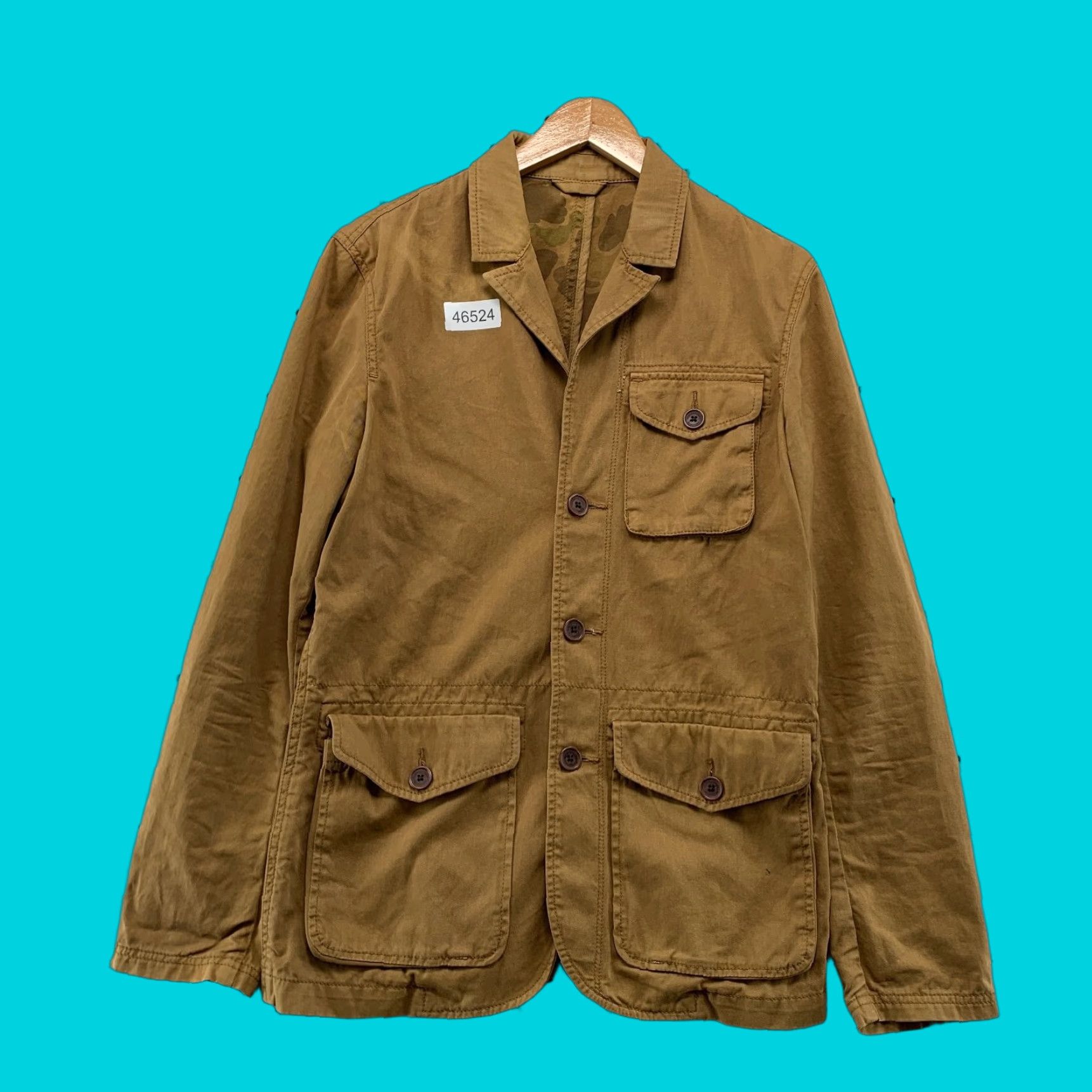 American Eagle Outfitters VINTAGE American Eagle Outfitters Chore Field Jacket Mens Small Brown Frog Print Camo Lined Blazer Size 42R - 1 Thumbnail