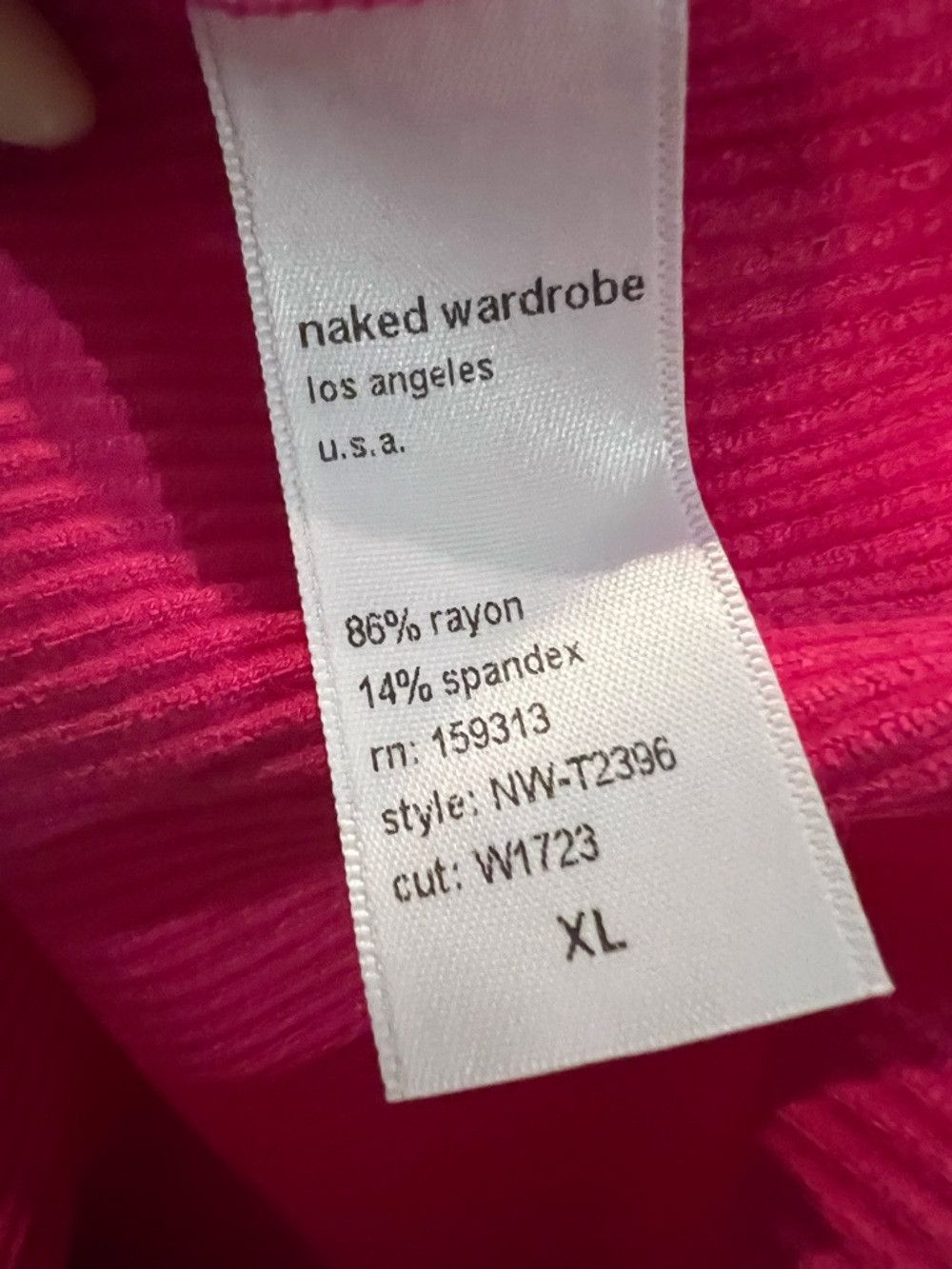 Other Naked Wardrobe Contrast Crop Top XL Red Pink Ribbed Cutout Size XL / US 12-14 / IT 48-50 - 5 Thumbnail
