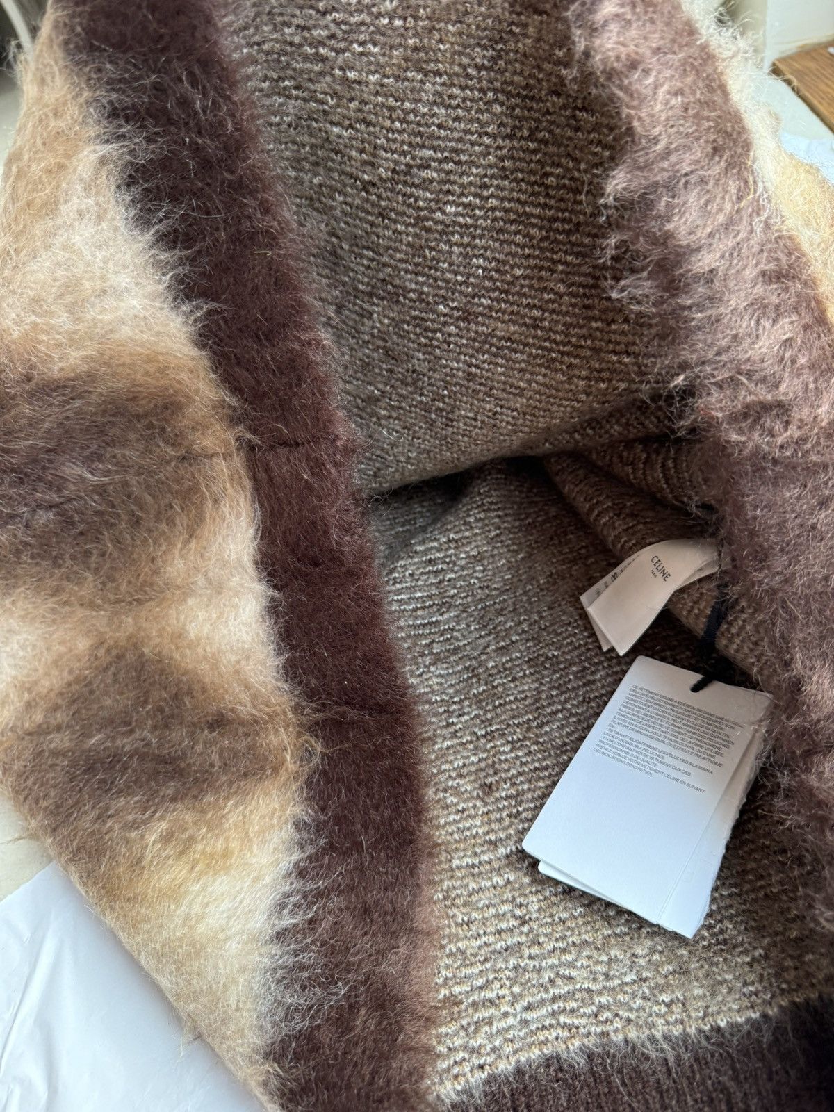 Celine $1.4k FW22 Celine argyle mohair blend fuzzy sweater M Hedi Size US M / EU 48-50 / 2 - 21 Thumbnail