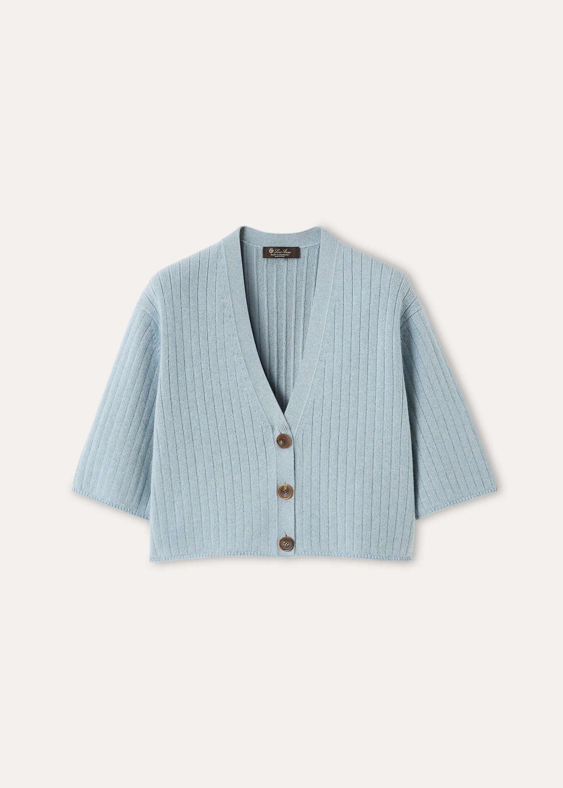 Loro Piana os11x0326 FAQ9056 Baby Coste Cardigan in Iced Snow Melange Size M / US 6-8 / IT 42-44 - 1 Thumbnail