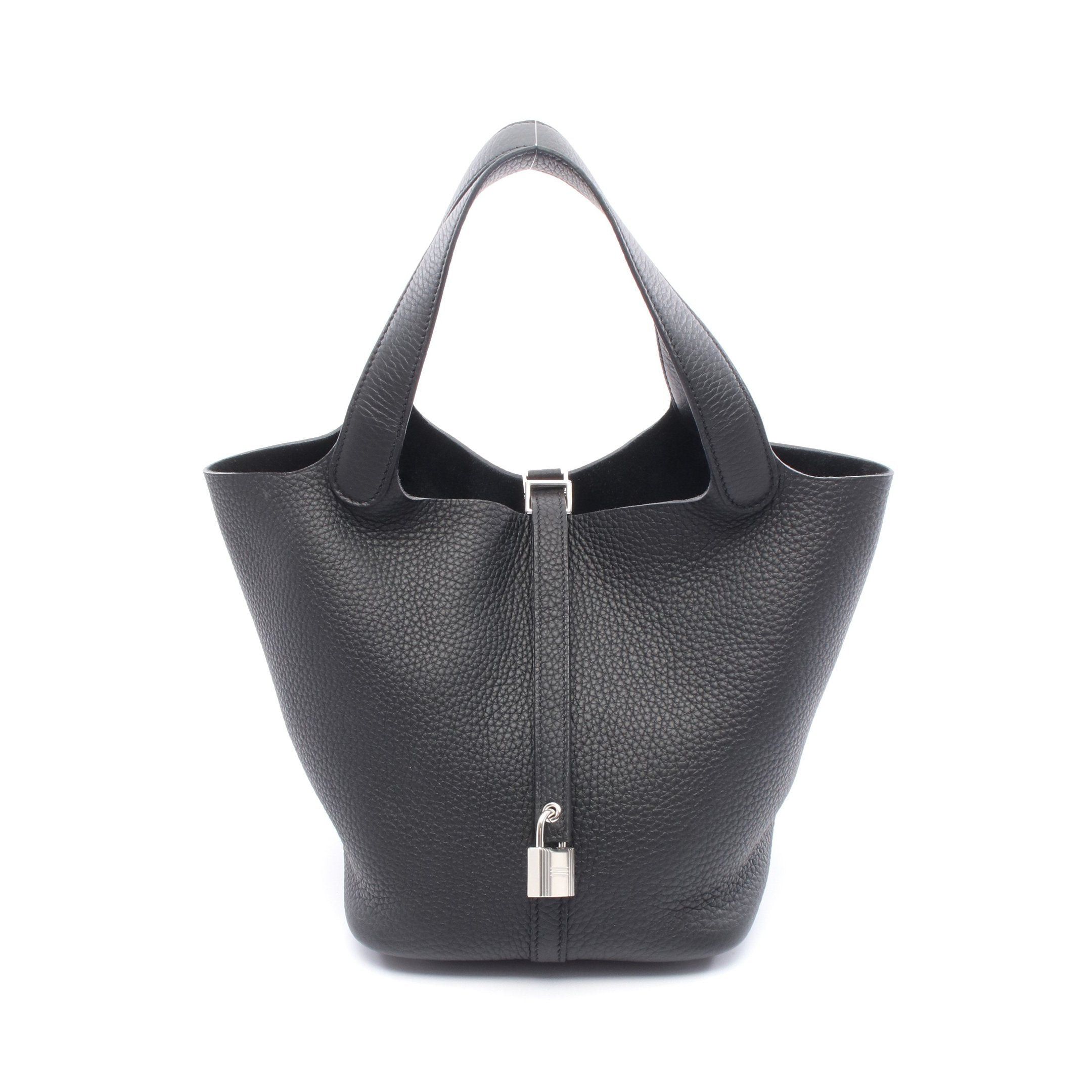 Hermes Hermes Picotane Lock Mm Handbag Clemence Leather Black Silver Hardware Double Engraved Size ONE SIZE - 1 Thumbnail