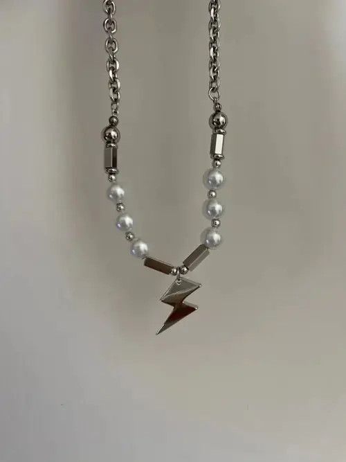 Jewelry Choker Neck Lightning Shape Pendant Necklace Size ONE SIZE - 3 Thumbnail