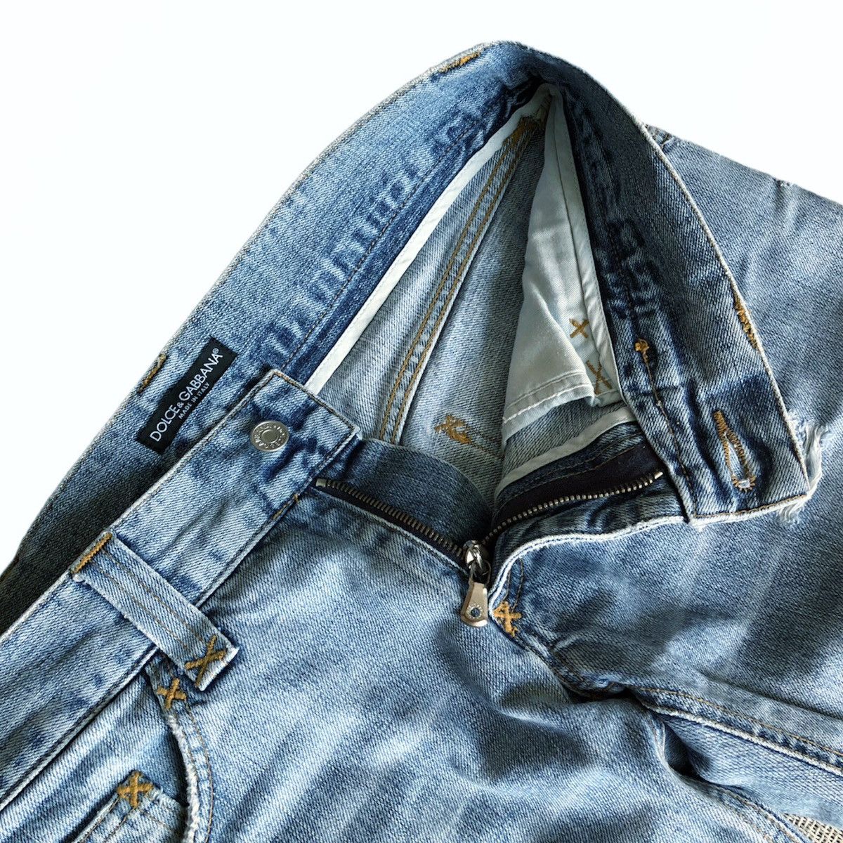 Dolce & Gabbana 🧿distressed patchwork denim jeans washed light blue Size US 32 / EU 48 - 2 Thumbnail