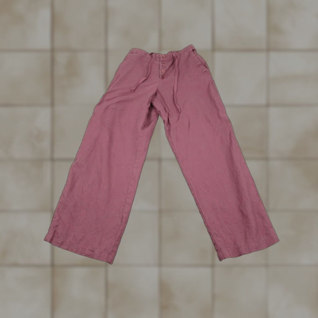 Pinko Vintage Cladwick's Pants Womens 4P Pink Linen Wide-Leg Cropped Modern 90s Style Mens? Girls? Size 27" / US 4 / IT 40 - 1 Thumbnail