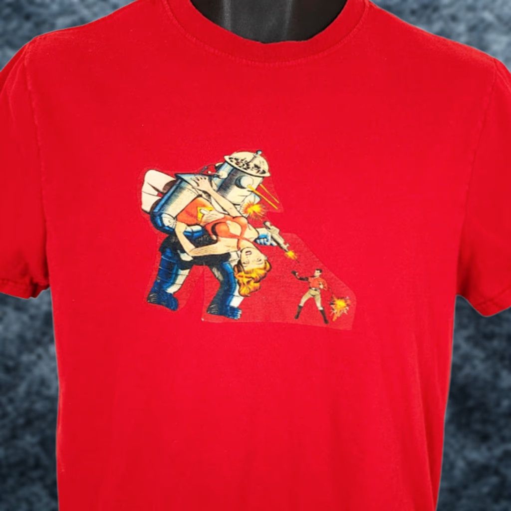 Jerzees Rampaging Robot T Shirt Mens Small Red Out Of This World Sci Fi 50s Comic Book Size US S / EU 44-46 / 1 - 1 Thumbnail