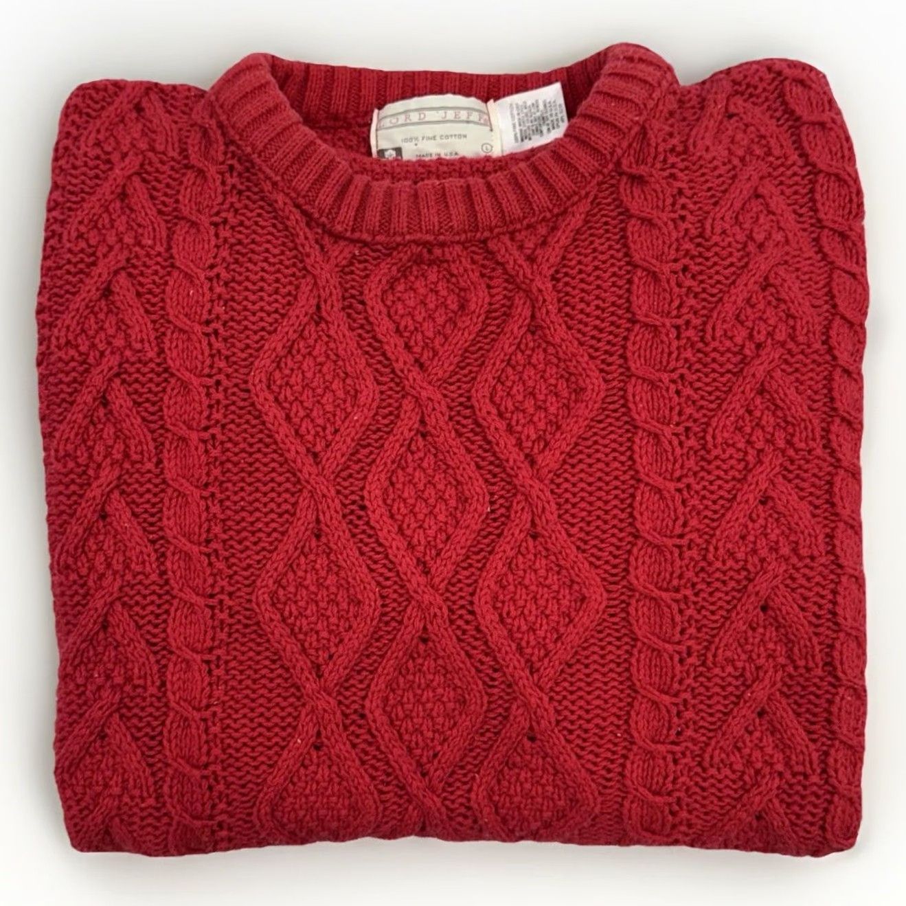 Vintage VINTAGE Lord Jeff Sweater Cable Knit Fisherman Red Crew Neck Long Sleeve Men L Size US L / EU 52-54 / 3 - 2 Thumbnail