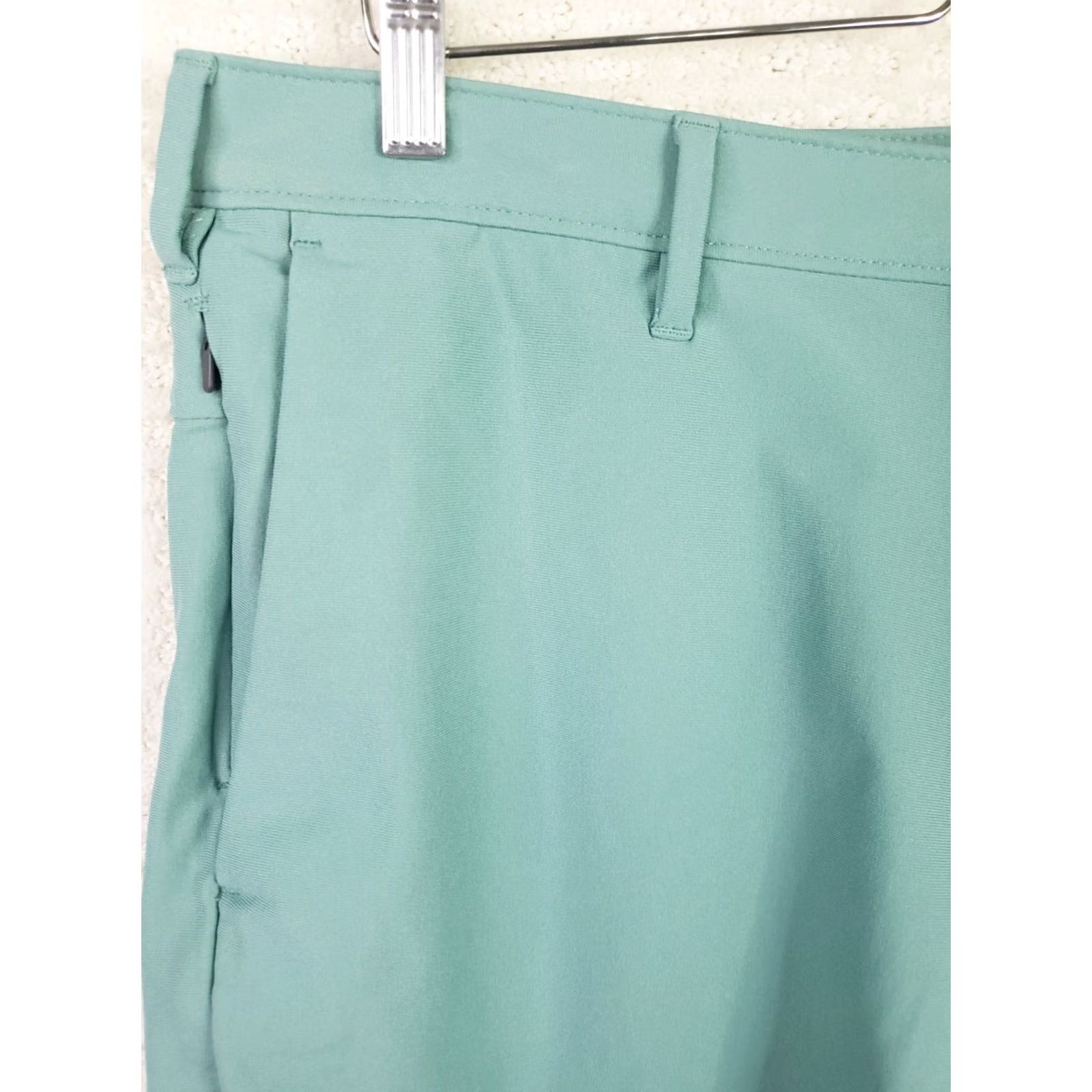 Lands' End Lands' End Shorts Men's 35x9 Teal Green Flat Front 5 Pocket Polyester Chino Casual Mens Size US 35 - 3 Thumbnail