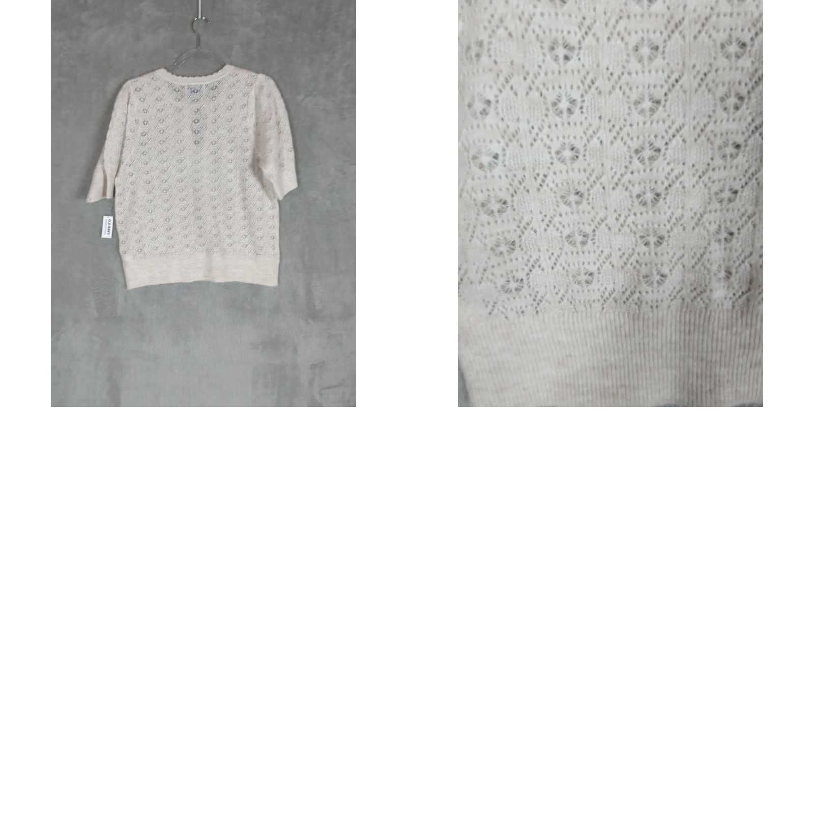 Old Navy Old Navy Women Sweater L Ivory Puff Sleeve Knit Open-Knit Tie Casual Pullover Fashion Feminine Coquette Size L / US 10 / IT 46 - 9 Thumbnail
