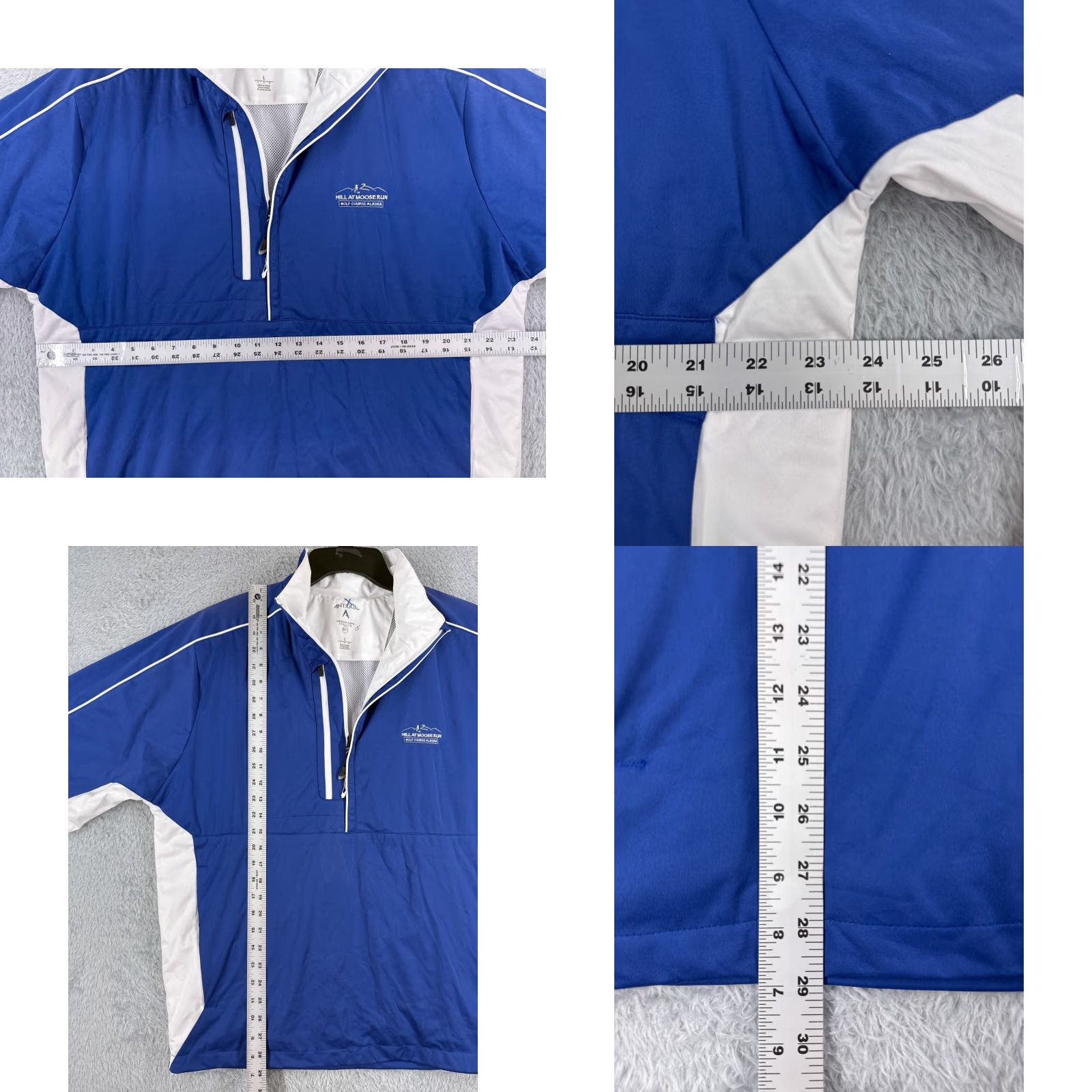 Vintage Antigua Mens Sweater Pullover 1/4 Zip Blue White Lightweight Mock Neck Long Sleeve Regular Size L Casual Golf Size US L / EU 52-54 / 3 - 8 Thumbnail
