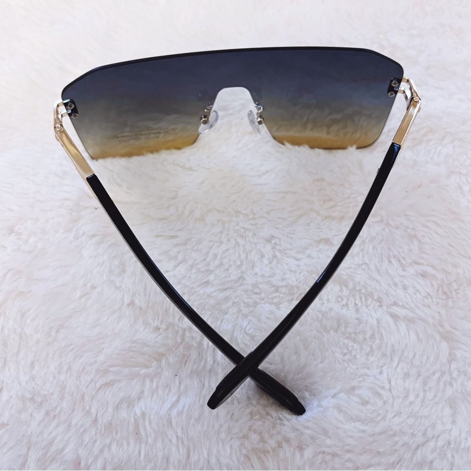Other Sadie Teal & Brown Oversized Rimless Flat-Top Sunglasses Size ONE SIZE - 8 Thumbnail