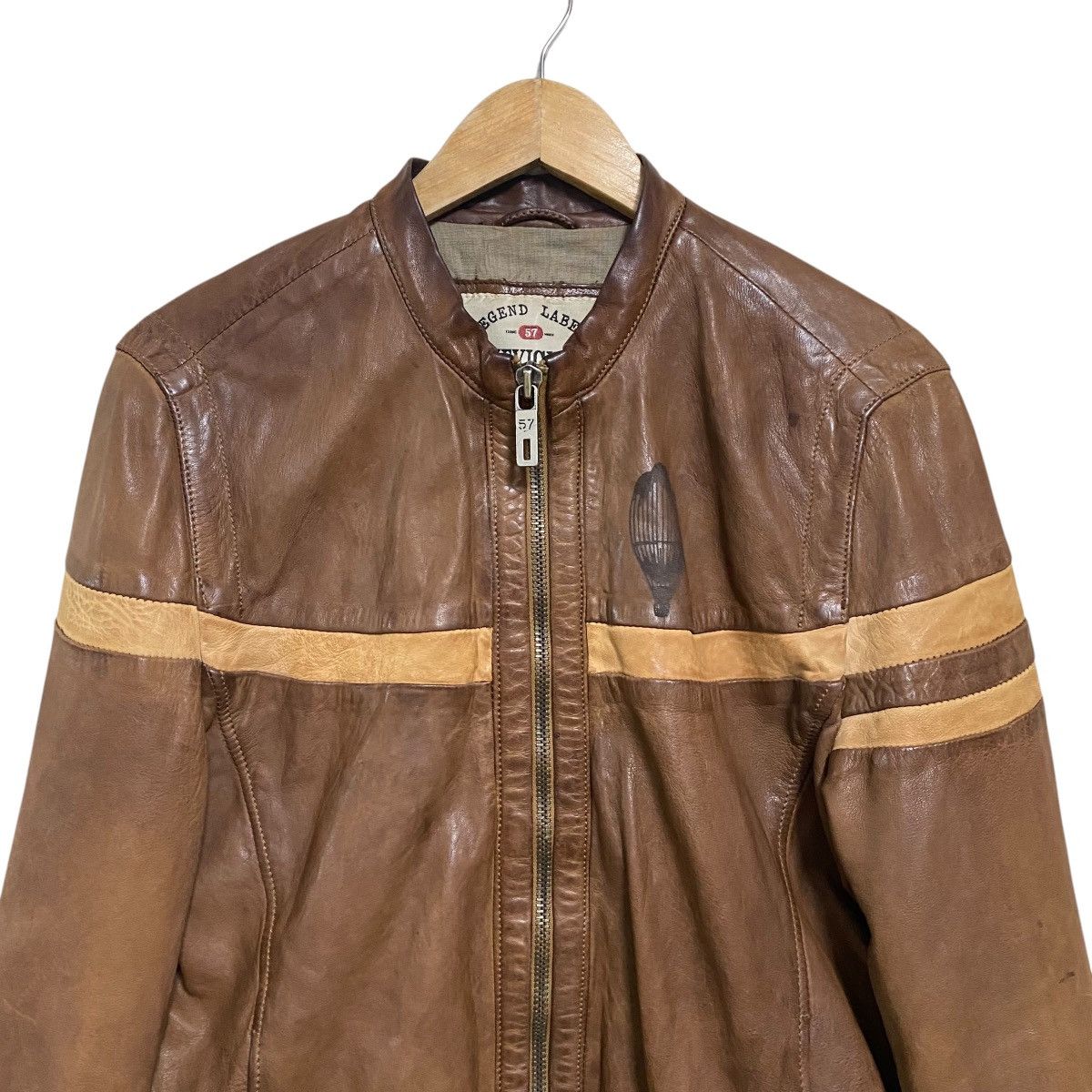 Chevignon Vintage Chevignon Leather Jacket Cafe Racer Brown Patina Size US L / EU 52-54 / 3 - 4 Thumbnail