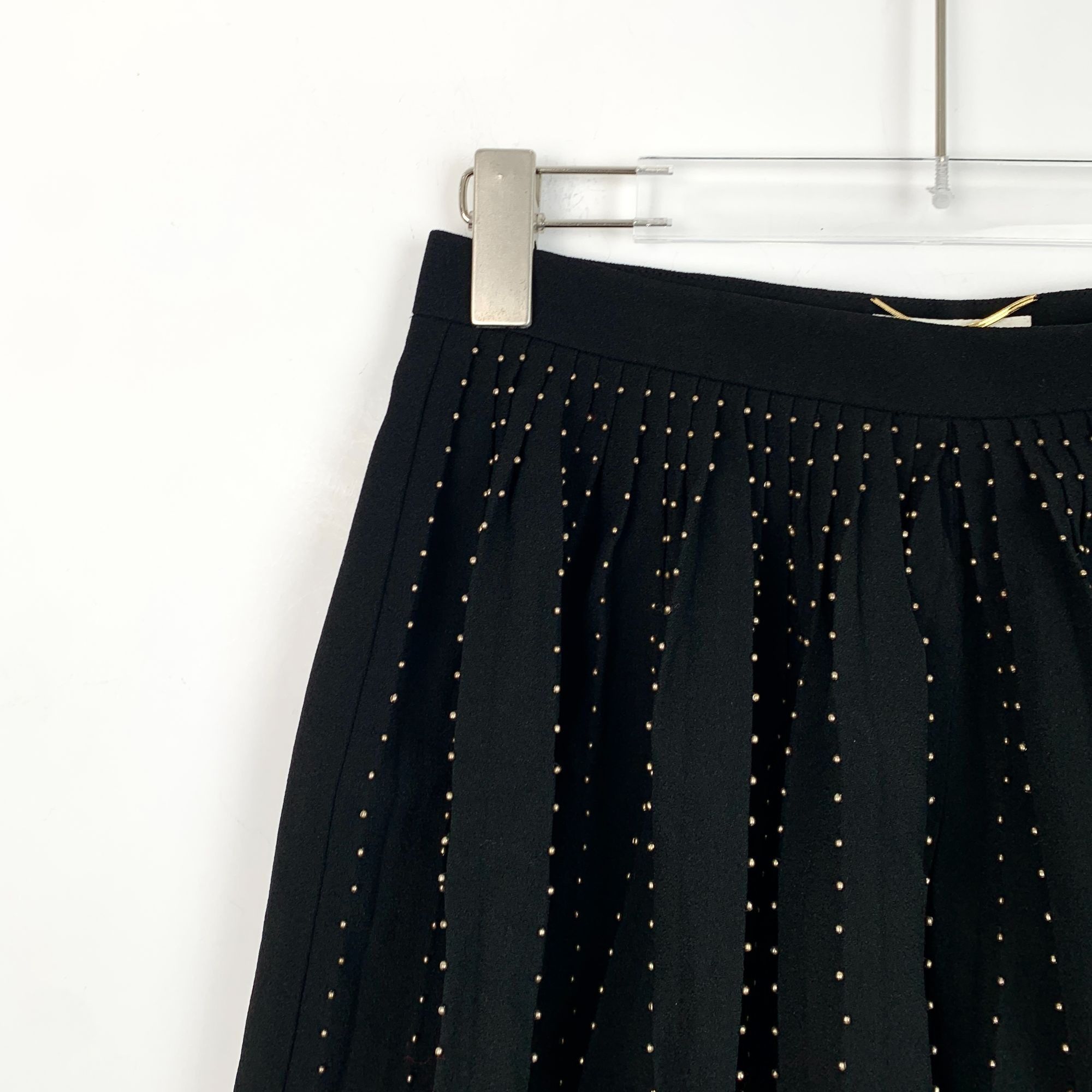 Yves Saint Laurent Saint Laurent Paris Black Gold-Studded Pleated Mini Skort Size 27" / US 4 / IT 40 - 3 Thumbnail