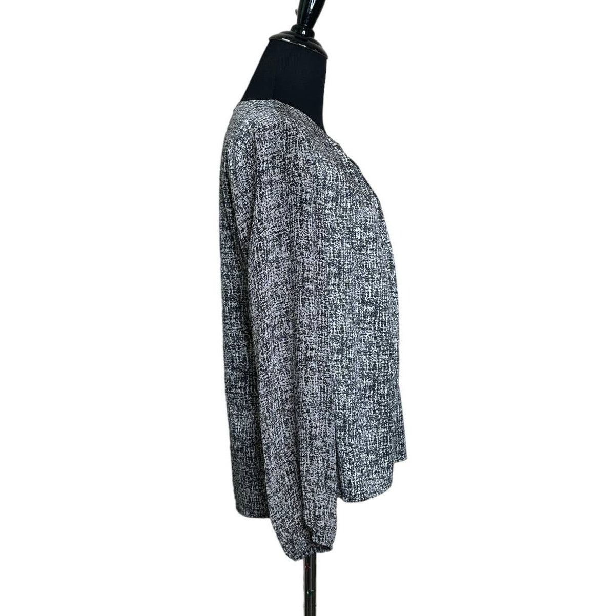 Ann Taylor Ann Taylor black gray printed long sleeves blouse size MP Size M / US 6-8 / IT 42-44 - 9 Thumbnail